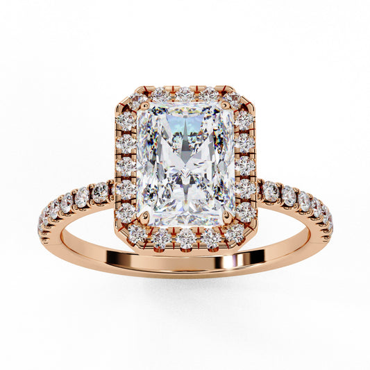 Radiant Cut Lab Grown Diamond Engagement Ring - Luxe Halo Setting | IGI Certified | Sarva Jewels