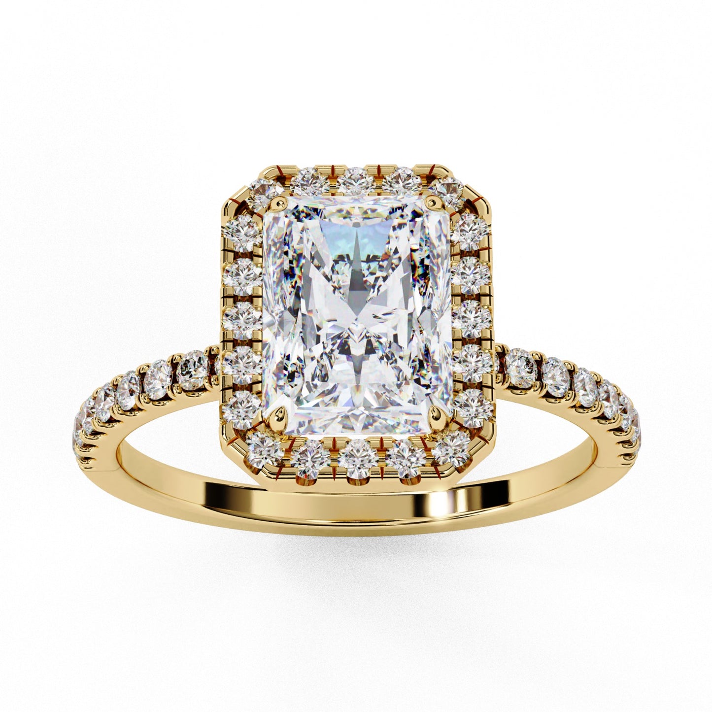 Radiant Cut Lab Grown Diamond Engagement Ring - Luxe Halo Setting | IGI Certified | Sarva Jewels
