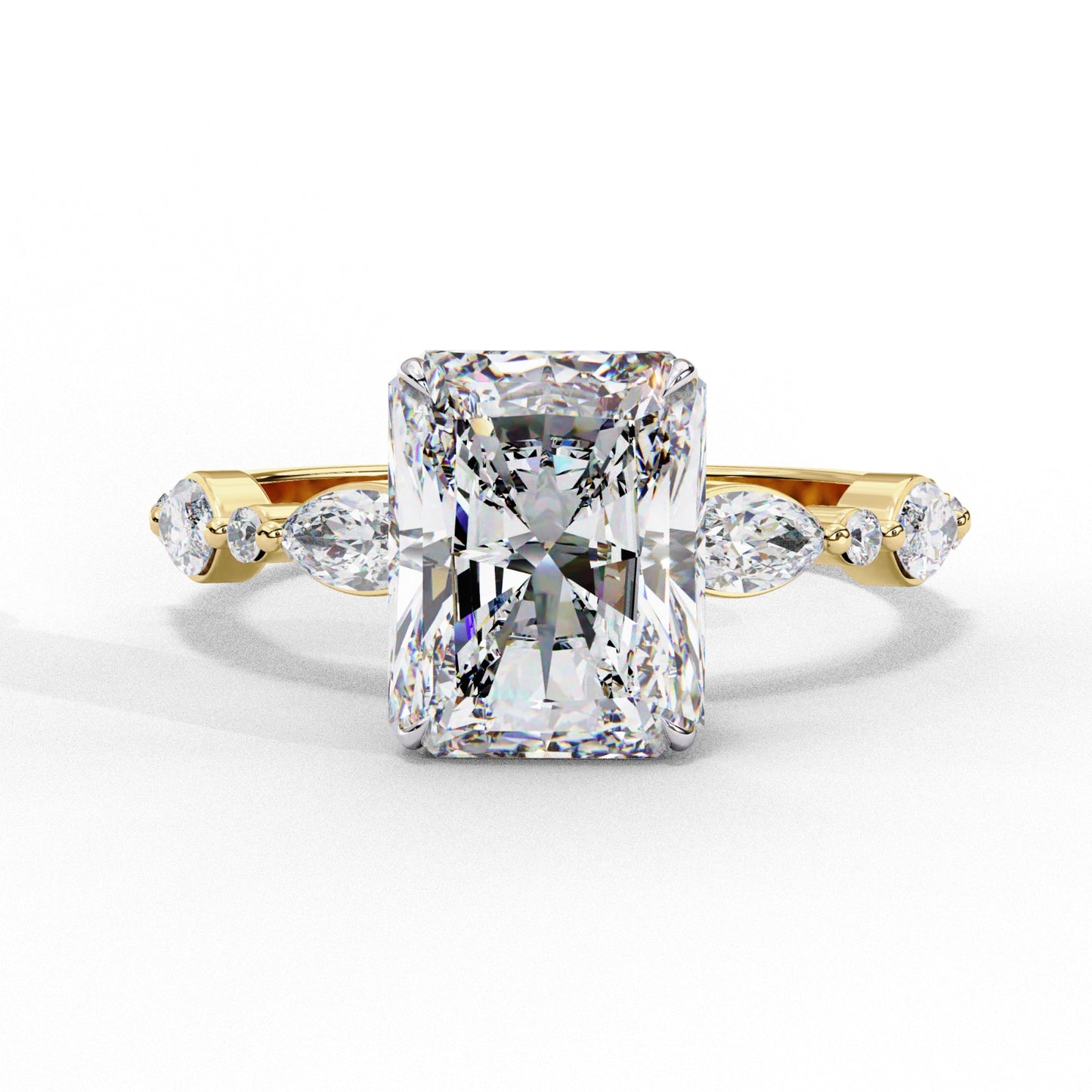 Radiant Cut Lab Grown Diamond Engagement Ring - Classic Rose Gold Side Stone Setting | IGI Certified | Sarva Jewels