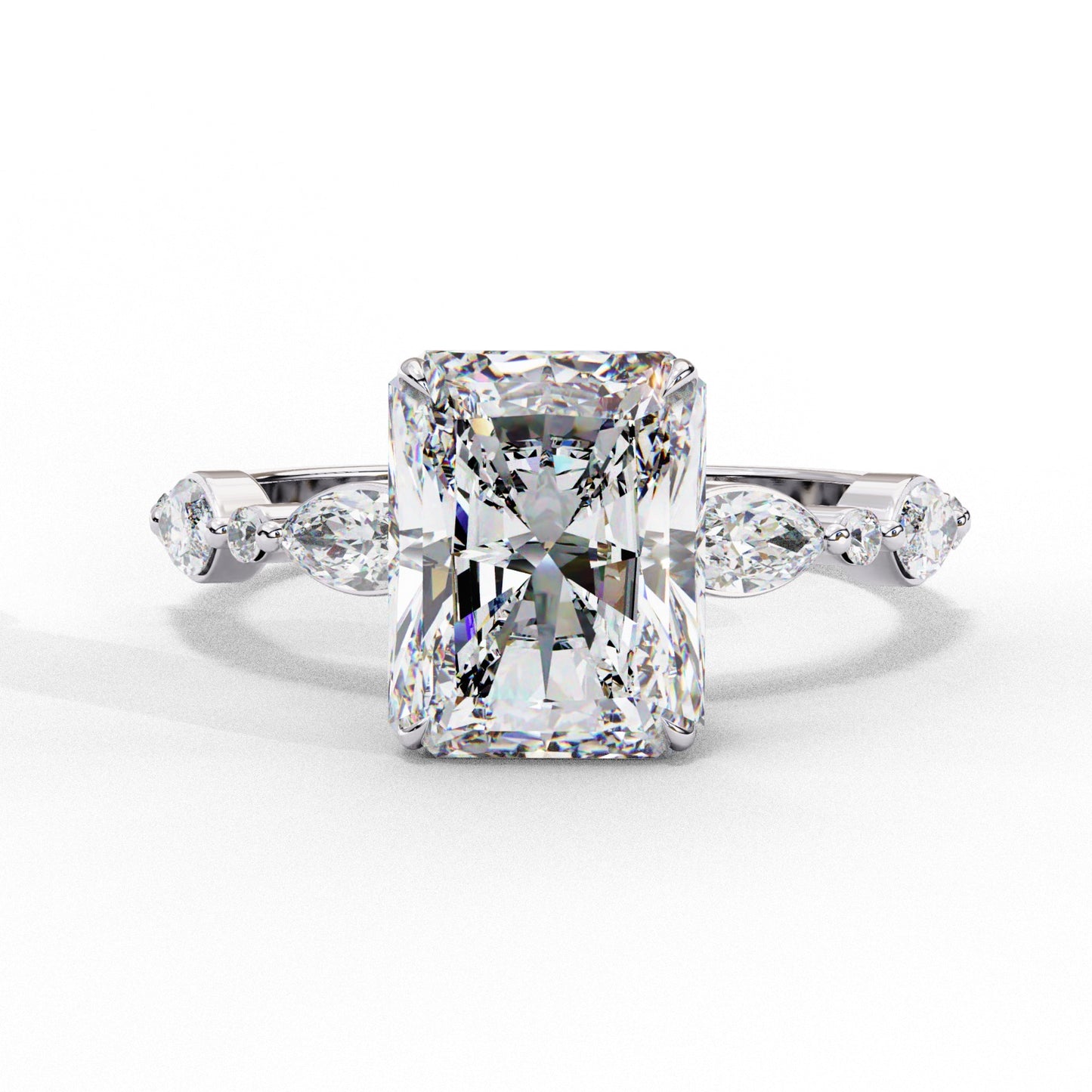 Radiant Cut Lab Grown Diamond Engagement Ring - Classic Rose Gold Side Stone Setting | IGI Certified | Sarva Jewels