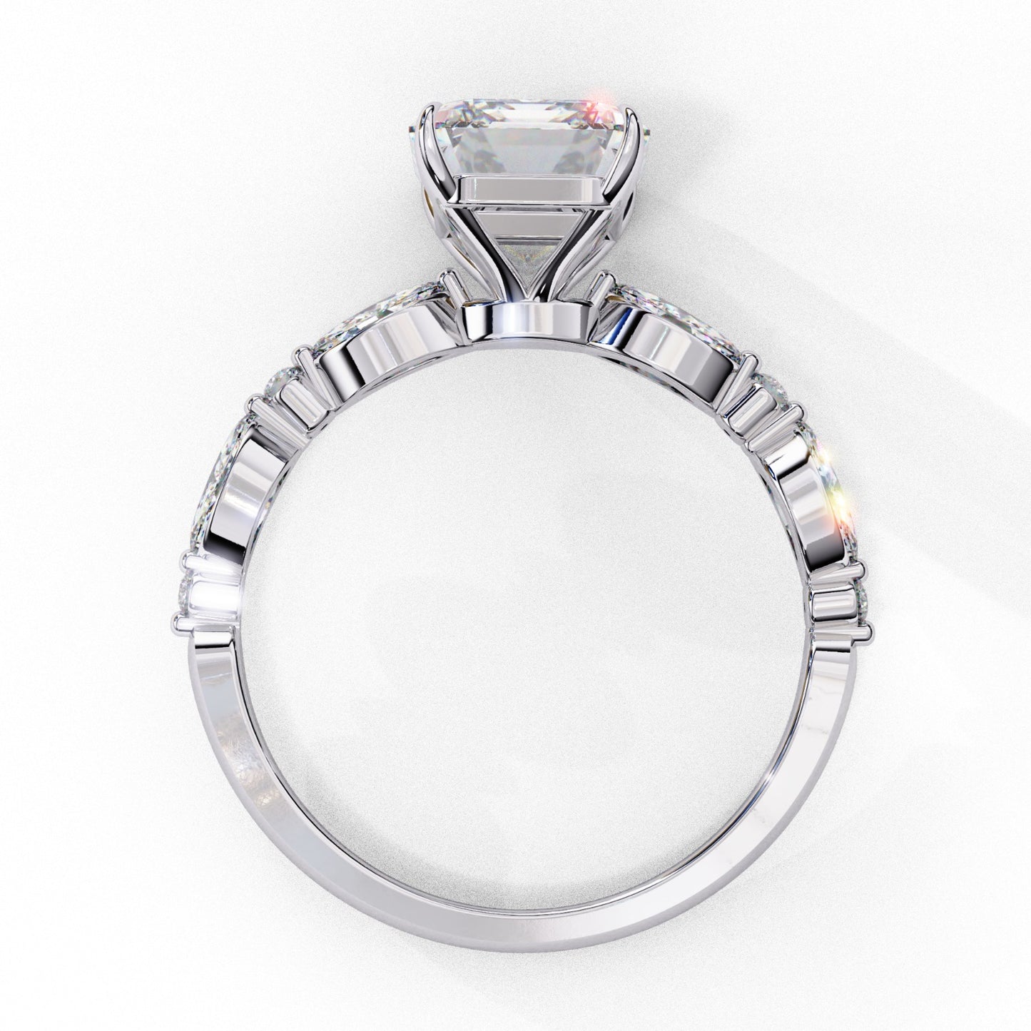 Radiant Cut Lab Grown Diamond Engagement Ring - Classic Rose Gold Side Stone Setting | IGI Certified | Sarva Jewels