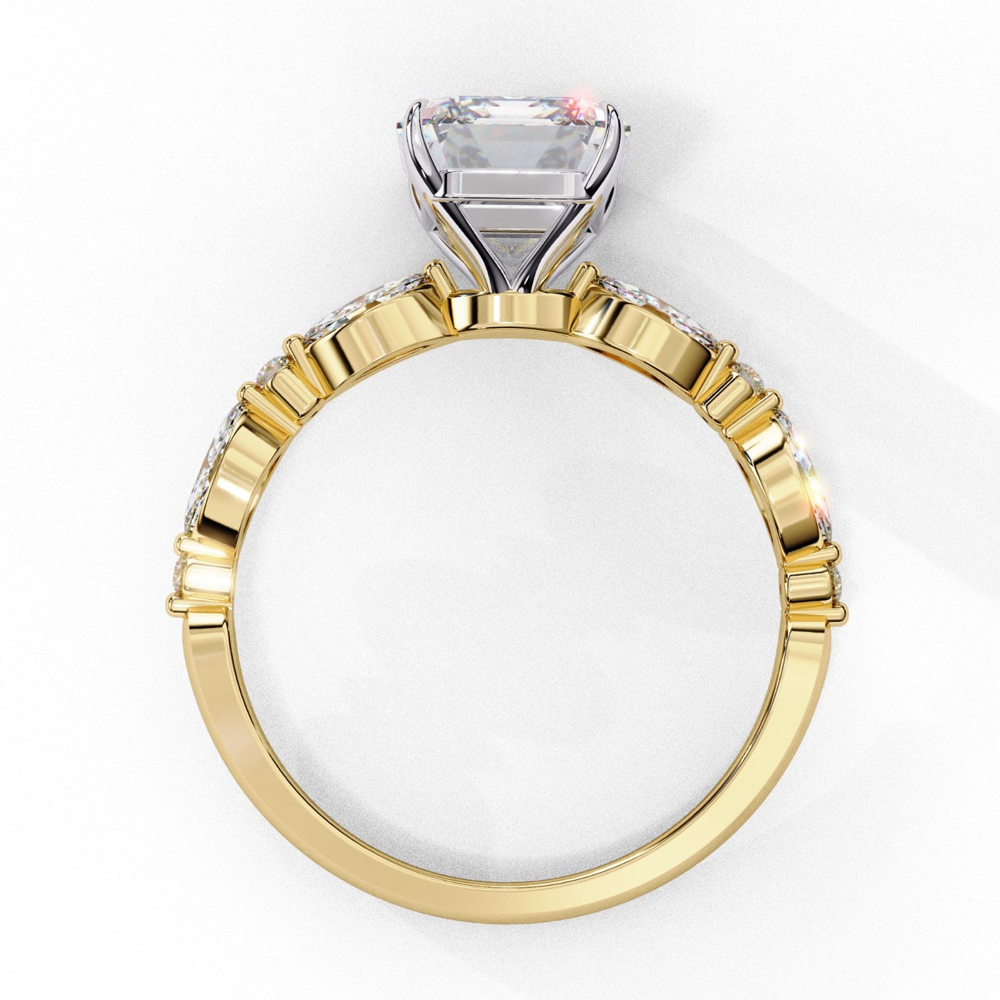 Radiant Cut Lab Grown Diamond Engagement Ring - Classic Rose Gold Side Stone Setting | IGI Certified | Sarva Jewels