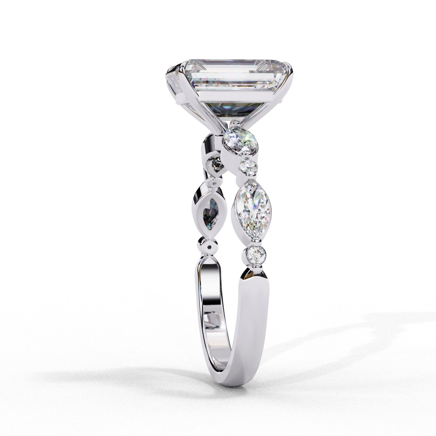 Radiant Cut Lab Grown Diamond Engagement Ring - Classic Rose Gold Side Stone Setting | IGI Certified | Sarva Jewels