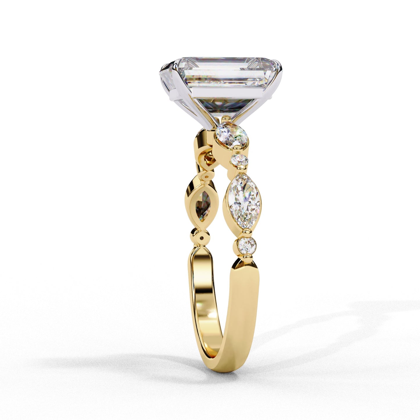 Radiant Cut Lab Grown Diamond Engagement Ring - Classic Rose Gold Side Stone Setting | IGI Certified | Sarva Jewels
