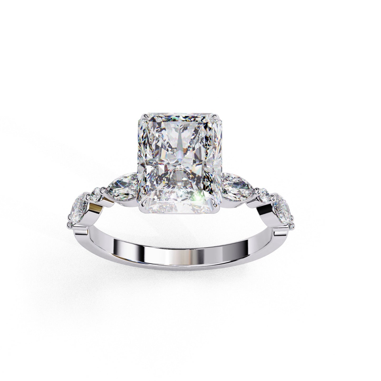 Radiant Cut Lab Grown Diamond Engagement Ring - Classic Rose Gold Side Stone Setting | IGI Certified | Sarva Jewels