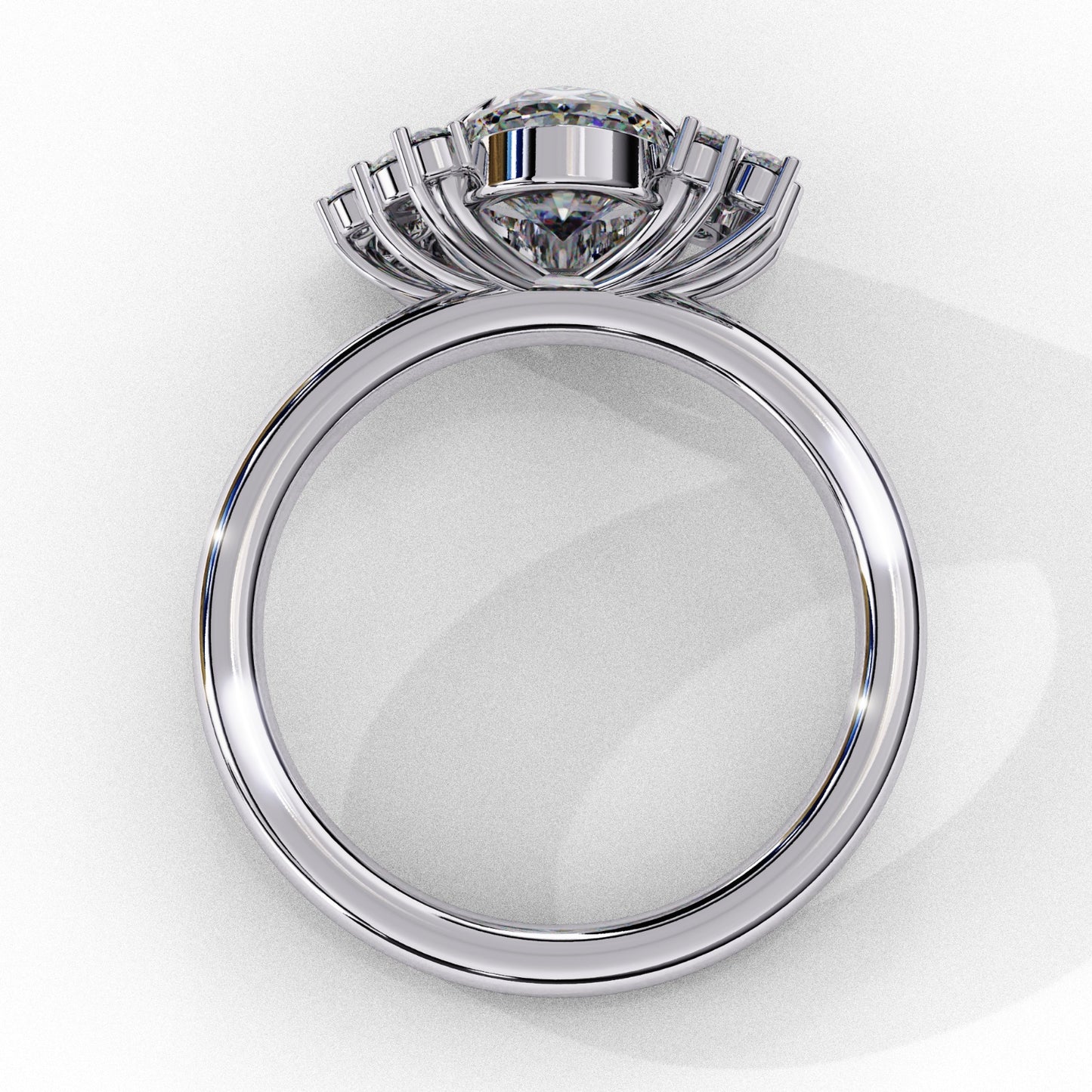 Oval Cut Lab Grown Diamond Engagement Ring - Two-Tone Cluster Side Stone Setting | IGI Certified | Sarva Jewels
