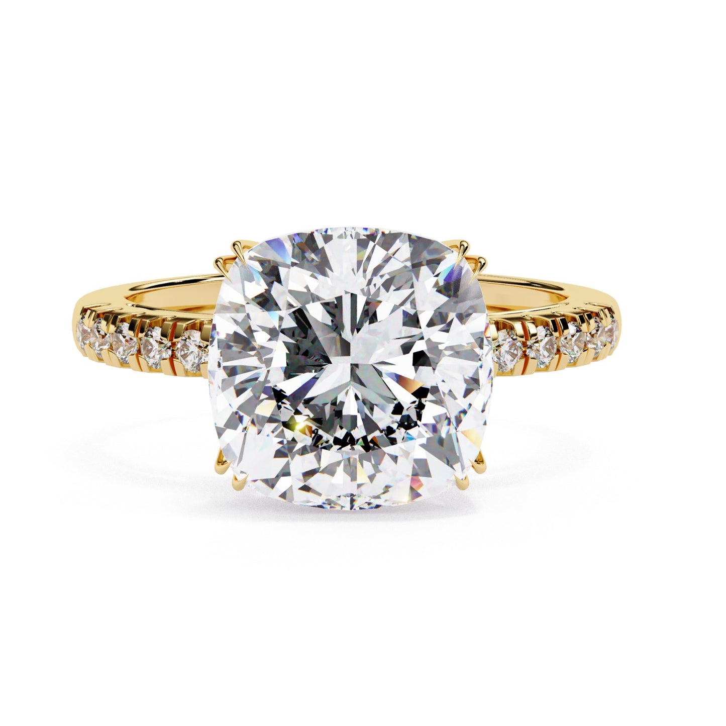 Cushion Cut Lab Grown Diamond Engagement Ring - Rose Gold Pavé Band Setting | IGI Certified | Sarva Jewels