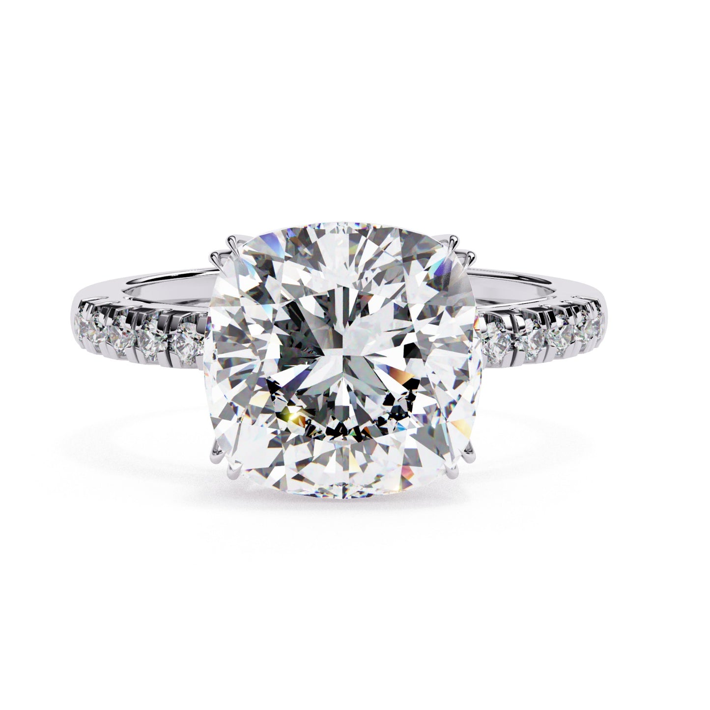 Cushion Cut Lab Grown Diamond Engagement Ring - Rose Gold Pavé Band Setting | IGI Certified | Sarva Jewels