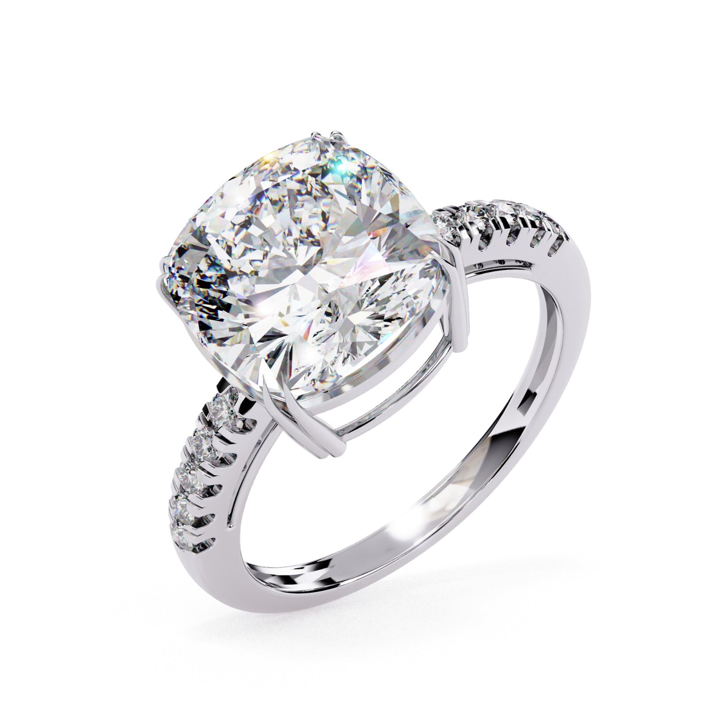 Cushion Cut Lab Grown Diamond Engagement Ring - Rose Gold Pavé Band Setting | IGI Certified | Sarva Jewels