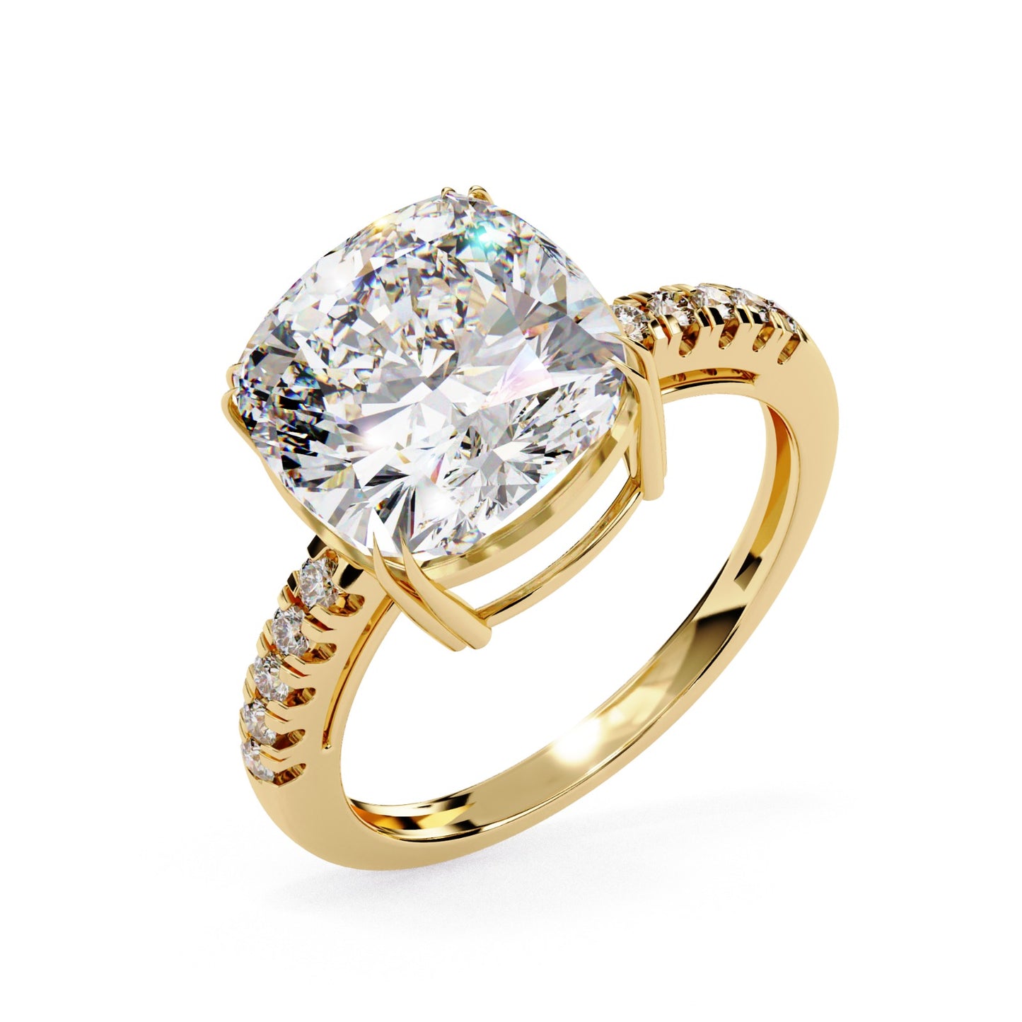 Cushion Cut Lab Grown Diamond Engagement Ring - Rose Gold Pavé Band Setting | IGI Certified | Sarva Jewels