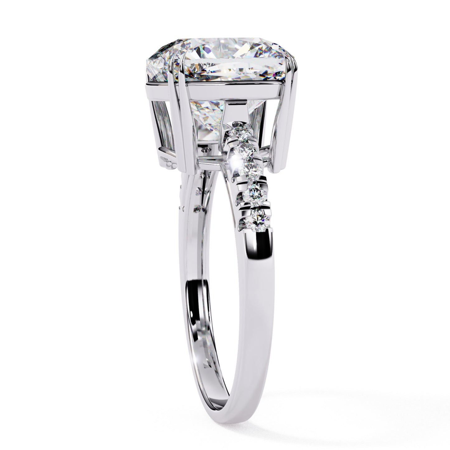 Cushion Cut Lab Grown Diamond Engagement Ring - Rose Gold Pavé Band Setting | IGI Certified | Sarva Jewels