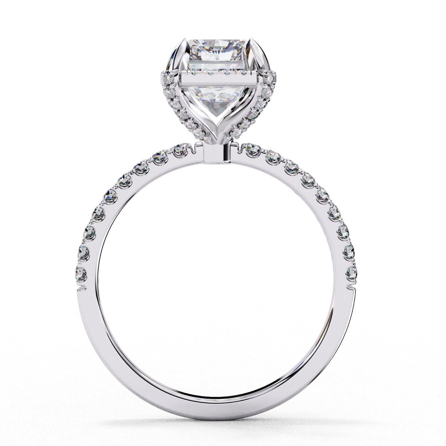 Radiant Cut Lab Grown Diamond Halo Engagement Ring - White Gold Pavé Setting | IGI Certified | Sarva Jewels