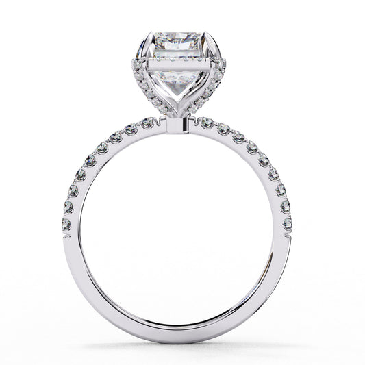 Radiant Cut Lab Grown Diamond Halo Engagement Ring - White Gold Pavé Setting | IGI Certified | Sarva Jewels