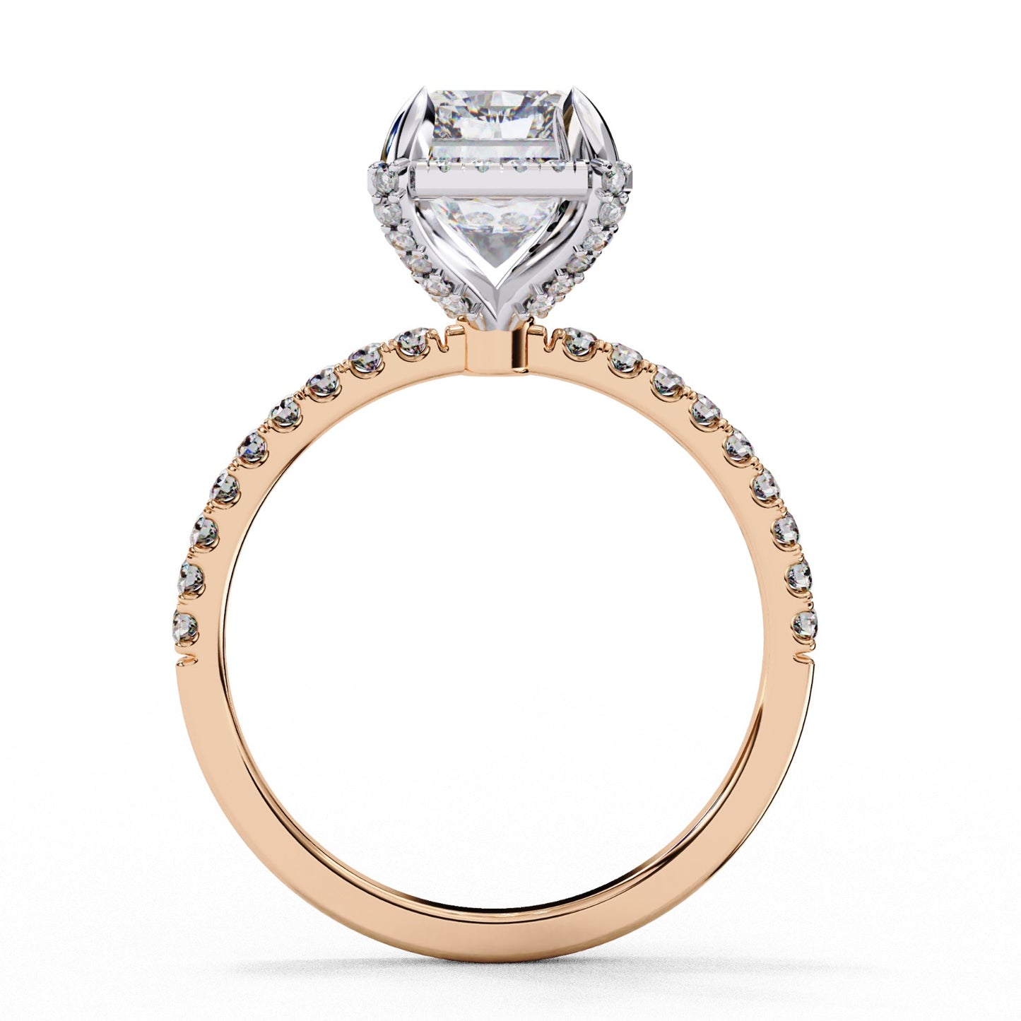Radiant Cut Lab Grown Diamond Halo Engagement Ring - White Gold Pavé Setting | IGI Certified | Sarva Jewels