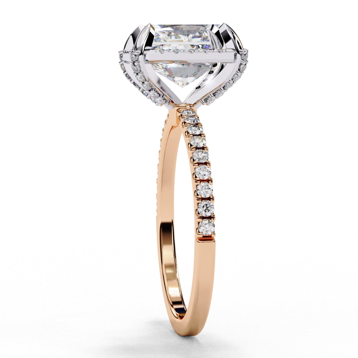 Radiant Cut Lab Grown Diamond Halo Engagement Ring - White Gold Pavé Setting | IGI Certified | Sarva Jewels