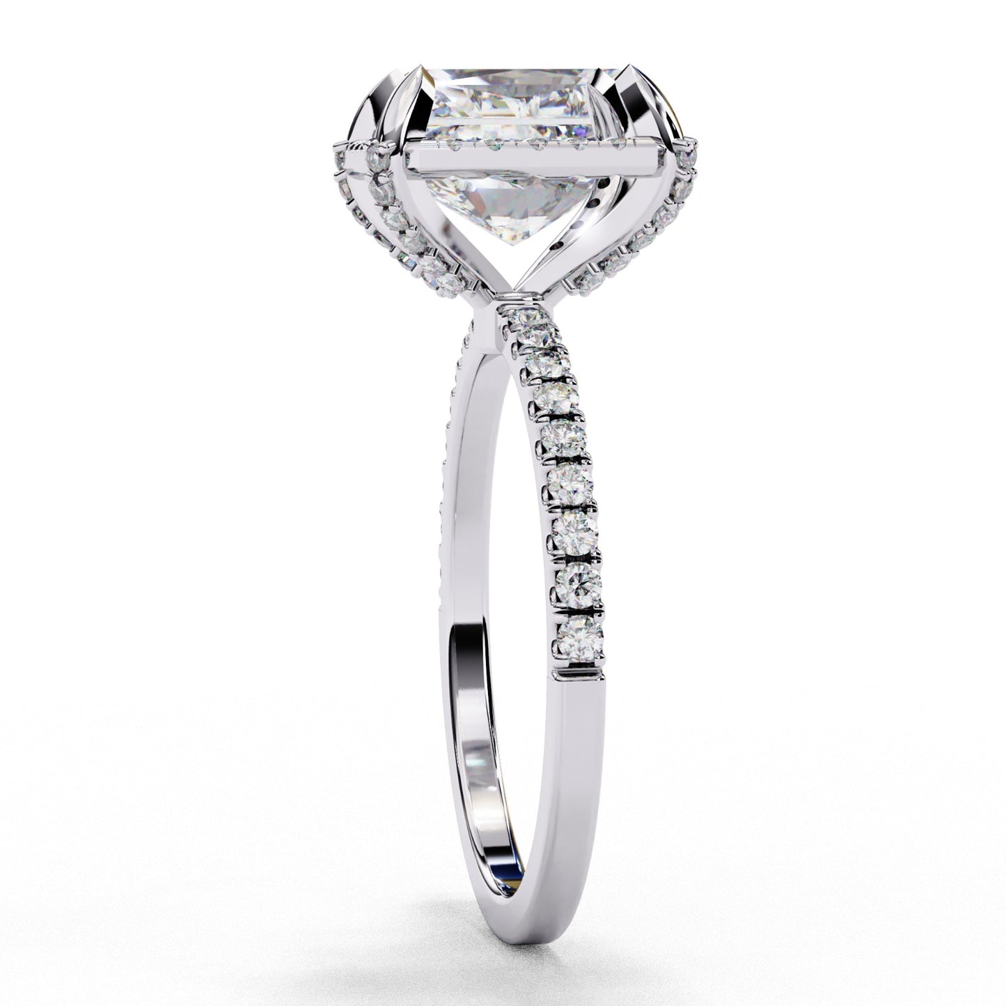 Radiant Cut Lab Grown Diamond Halo Engagement Ring - White Gold Pavé Setting | IGI Certified | Sarva Jewels