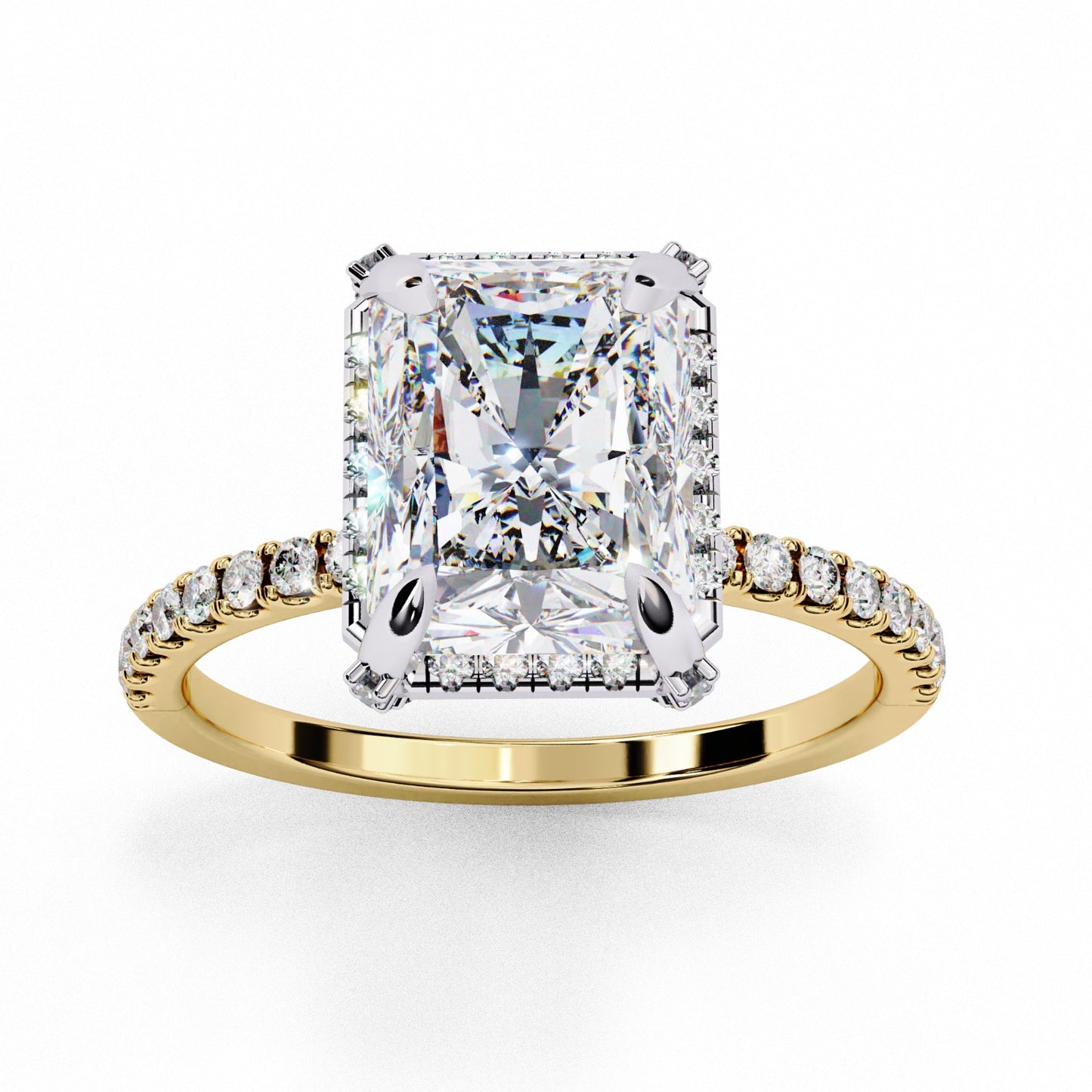 Radiant Cut Lab Grown Diamond Halo Engagement Ring - White Gold Pavé Setting | IGI Certified | Sarva Jewels