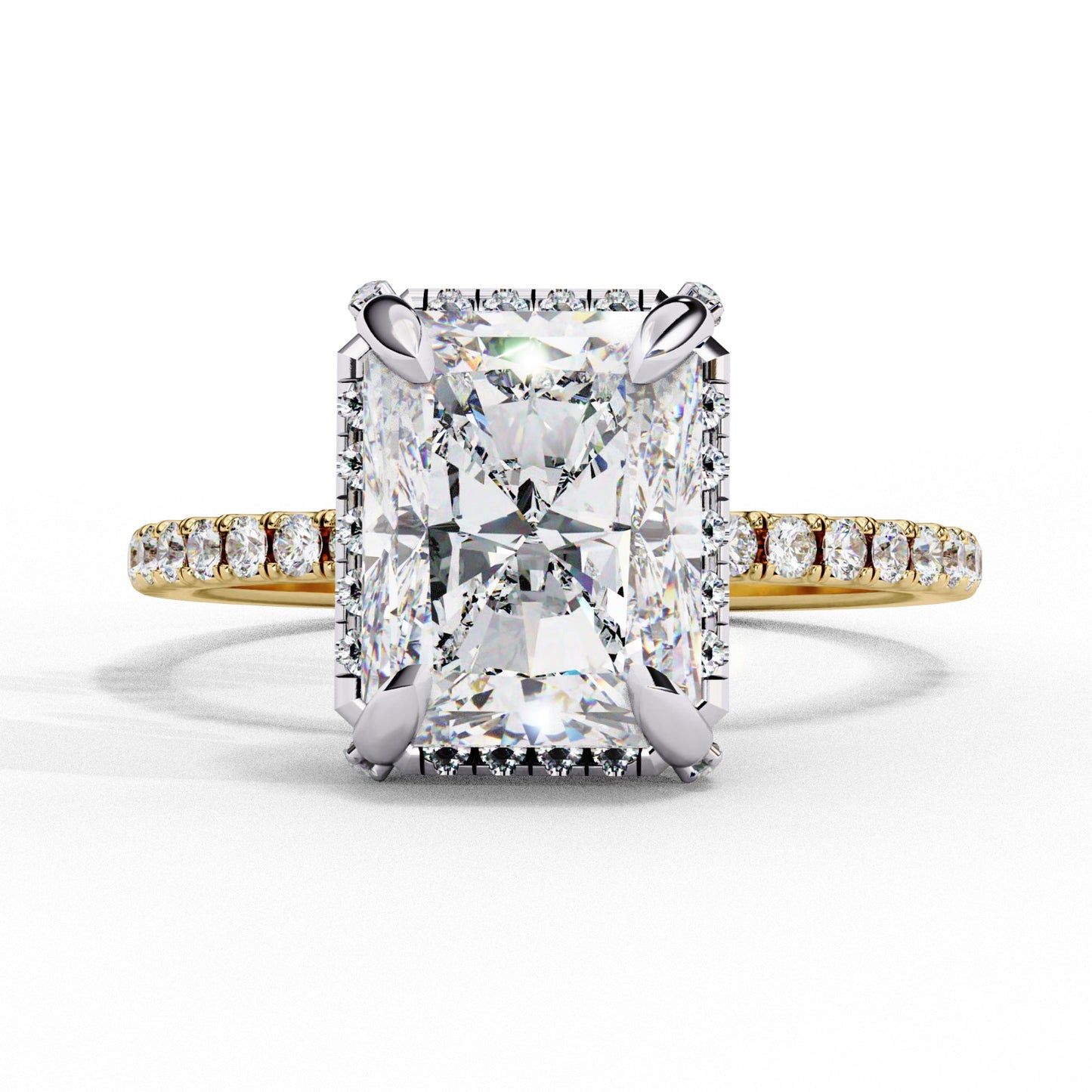 Radiant Cut Lab Grown Diamond Halo Engagement Ring - White Gold Pavé Setting | IGI Certified | Sarva Jewels