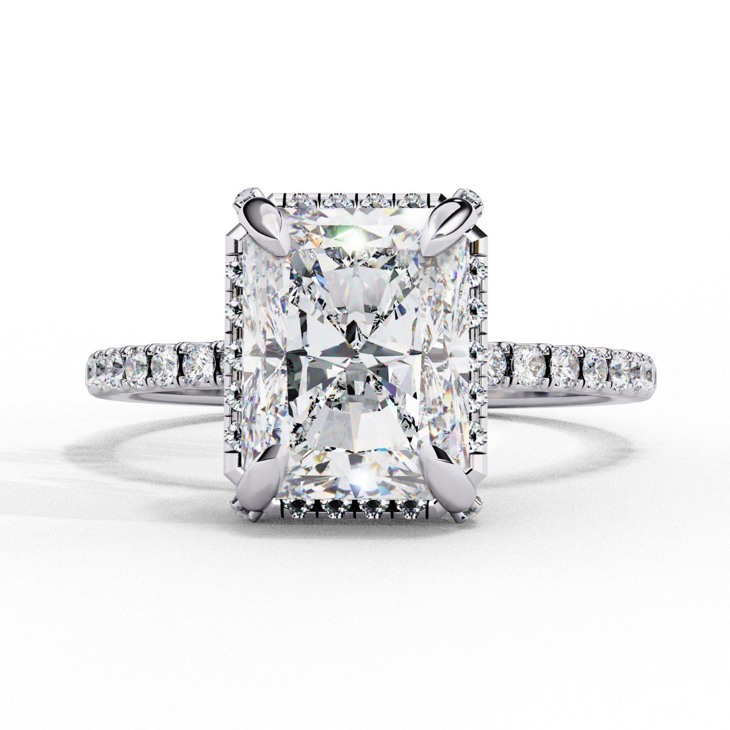 Radiant Cut Lab Grown Diamond Halo Engagement Ring - White Gold Pavé Setting | IGI Certified | Sarva Jewels