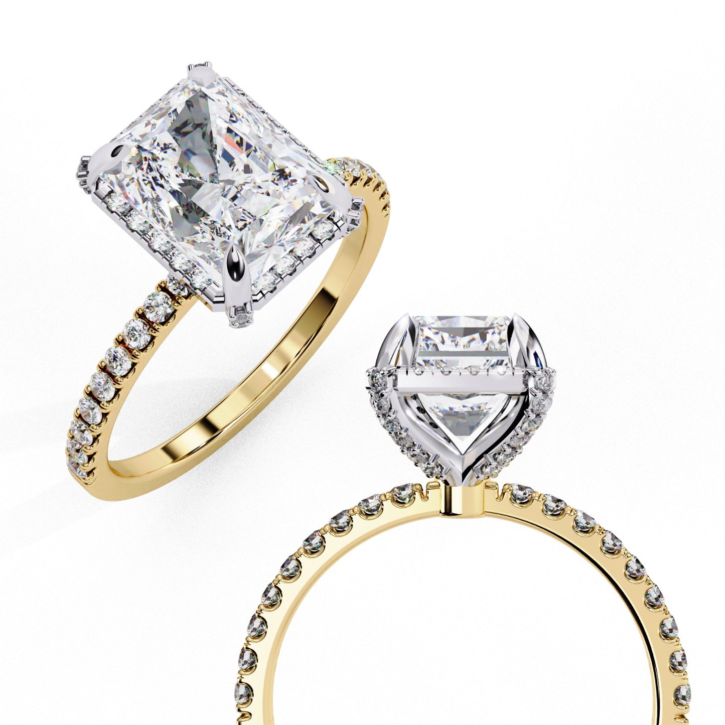Radiant Cut Lab Grown Diamond Halo Engagement Ring - White Gold Pavé Setting | IGI Certified | Sarva Jewels