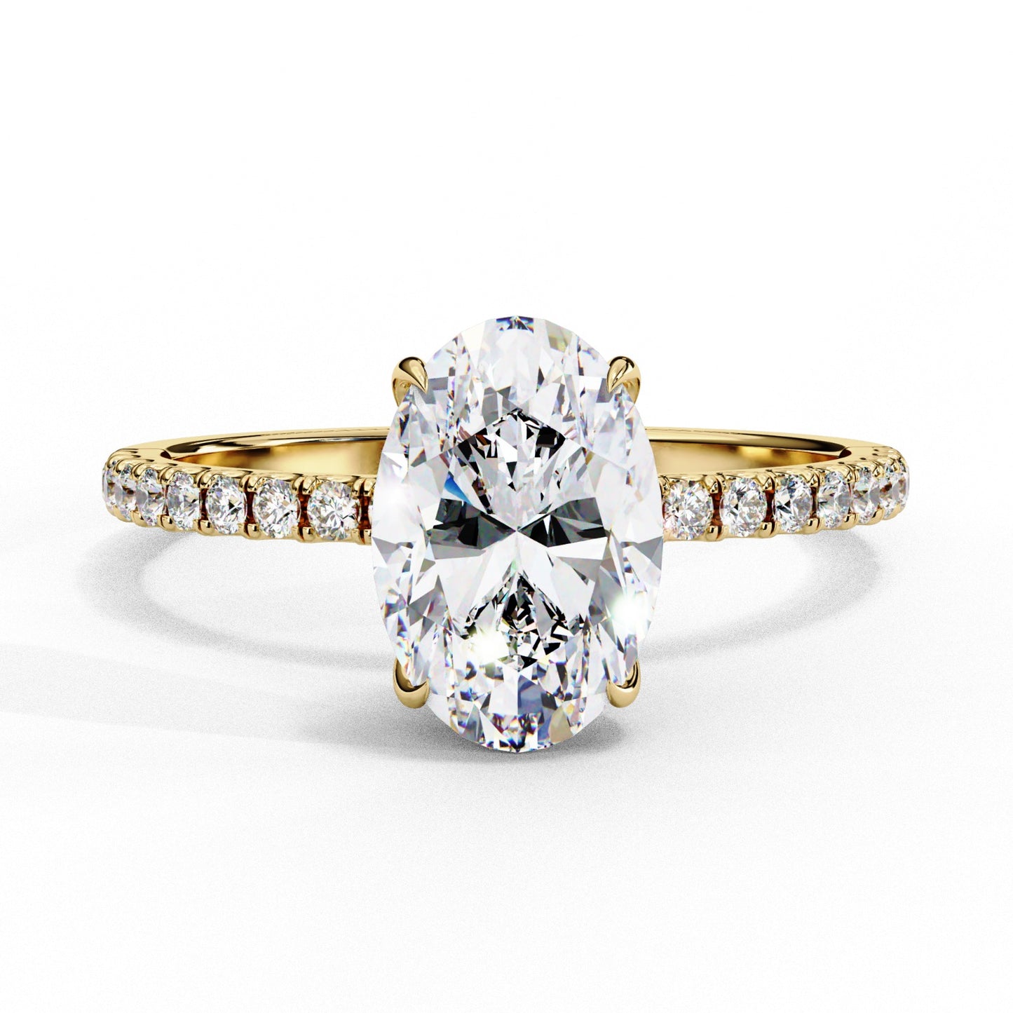Oval Cut Lab Grown Diamond Engagement Ring - Rose Gold Pavé Band Setting | IGI Certified | Sarva Jewels