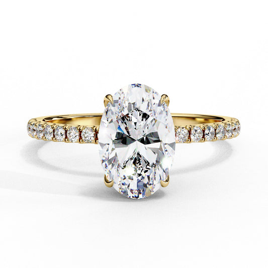 Oval Cut Lab Grown Diamond Engagement Ring - Rose Gold Pavé Band Setting | IGI Certified | Sarva Jewels