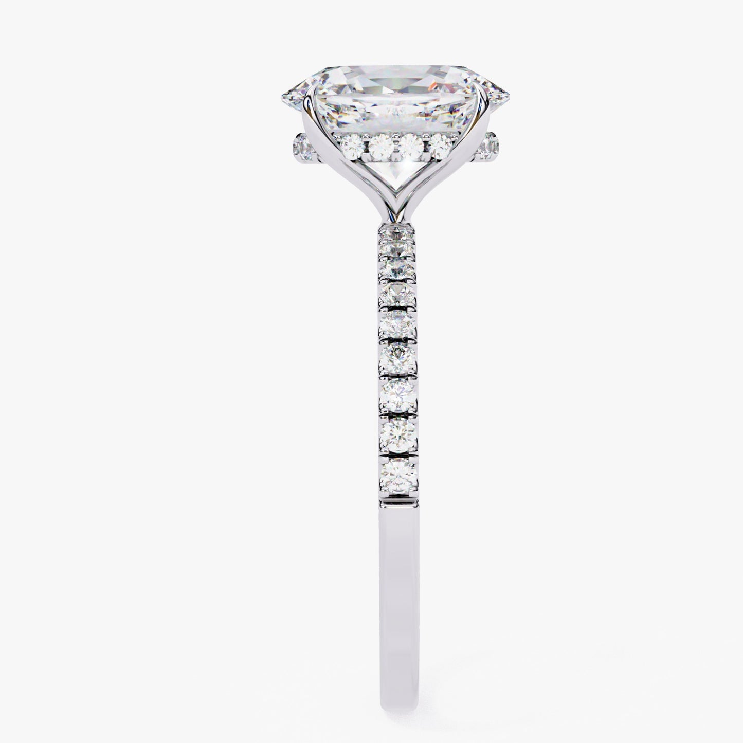 Oval Cut Lab Grown Diamond Engagement Ring - Rose Gold Pavé Band Setting | IGI Certified | Sarva Jewels