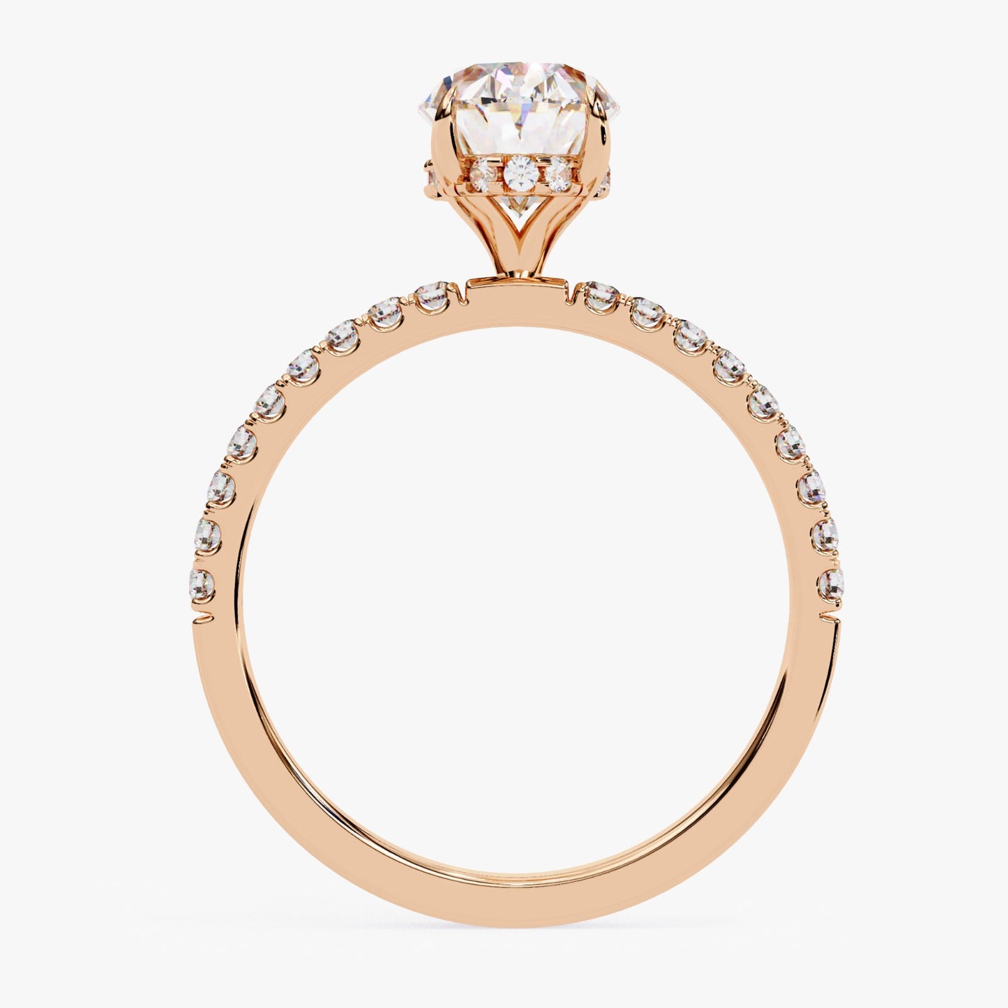 Oval Cut Lab Grown Diamond Engagement Ring - Rose Gold Pavé Band Setting | IGI Certified | Sarva Jewels