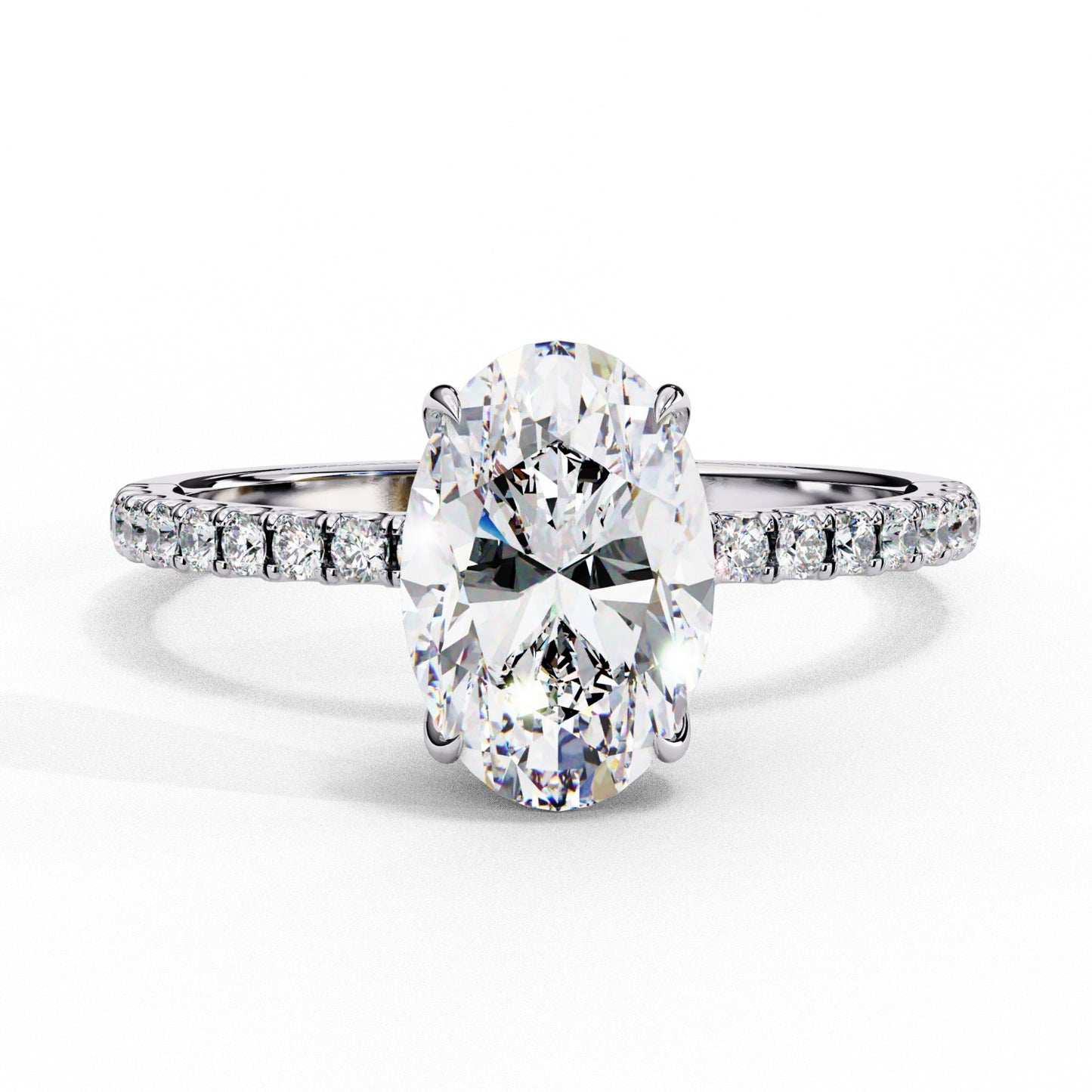 Oval Cut Lab Grown Diamond Engagement Ring - Rose Gold Pavé Band Setting | IGI Certified | Sarva Jewels