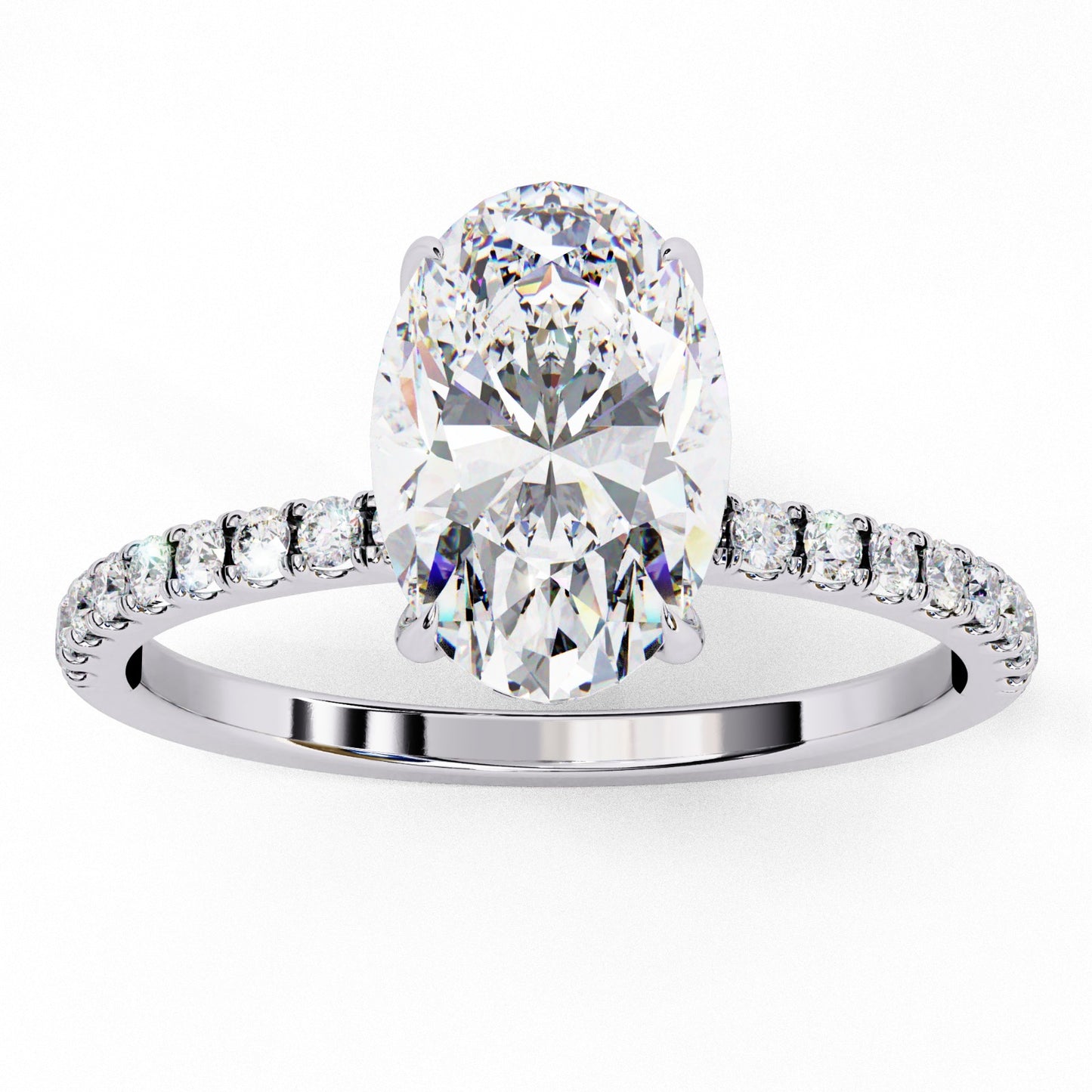 Oval Cut Lab Grown Diamond Engagement Ring - Rose Gold Pavé Band Setting | IGI Certified | Sarva Jewels