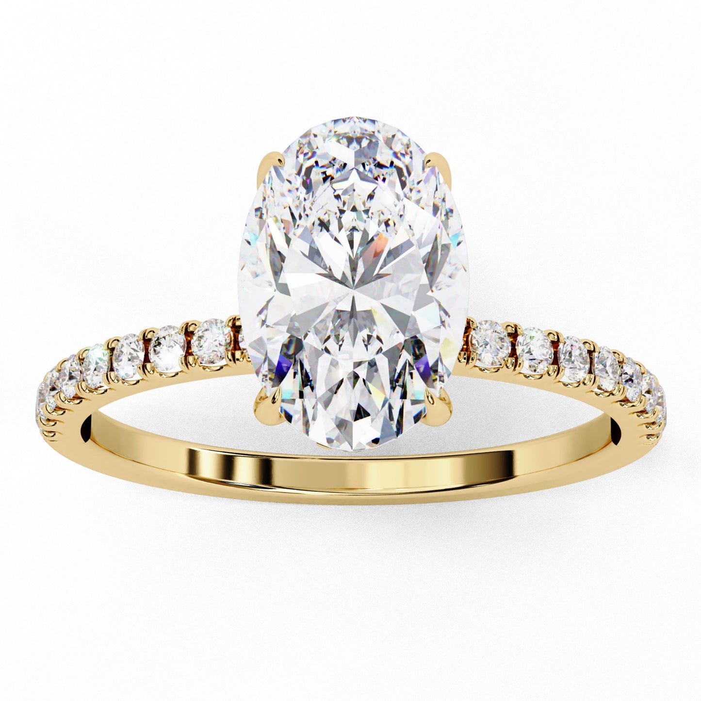 Oval Cut Lab Grown Diamond Engagement Ring - Rose Gold Pavé Band Setting | IGI Certified | Sarva Jewels