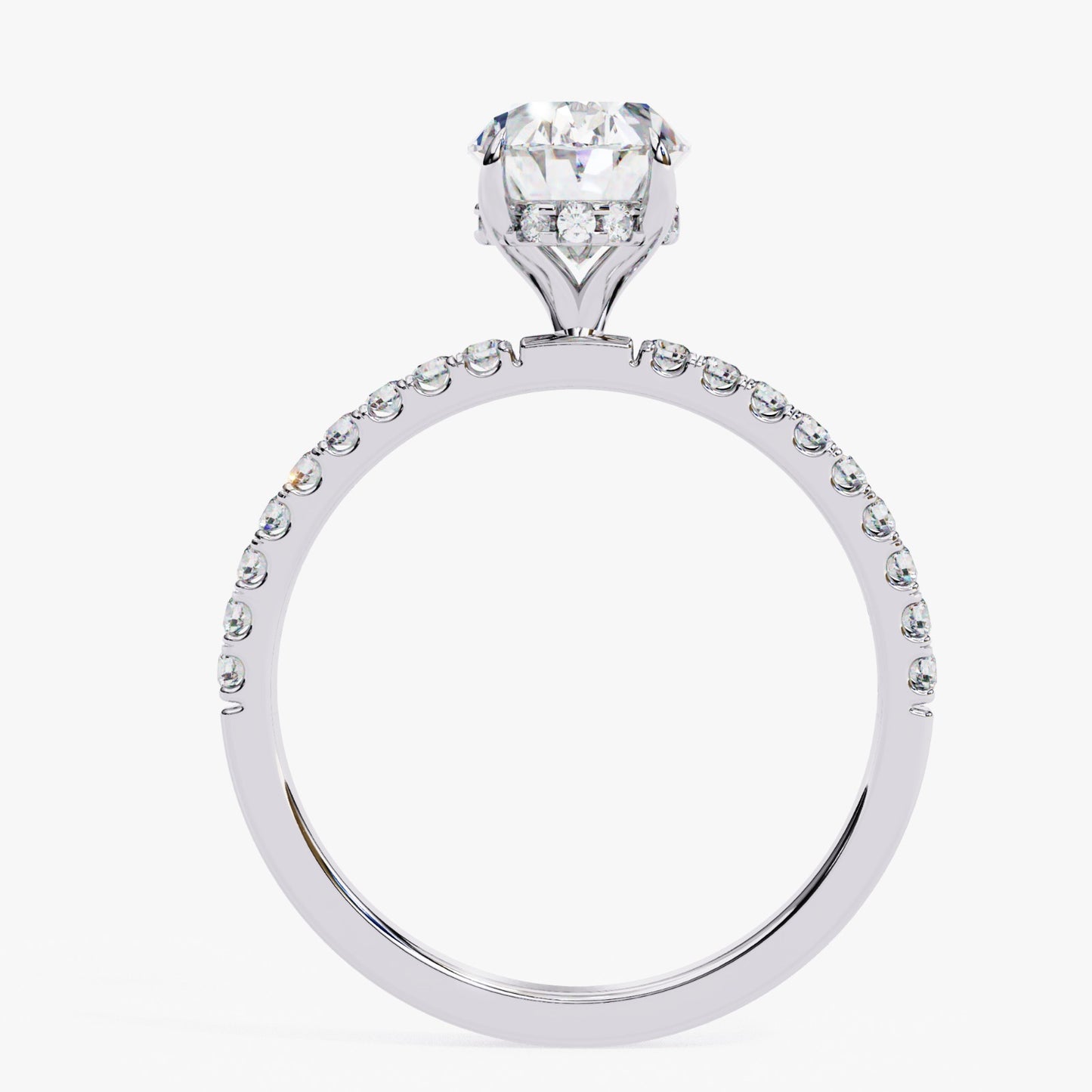 Oval Cut Lab Grown Diamond Engagement Ring - Rose Gold Pavé Band Setting | IGI Certified | Sarva Jewels