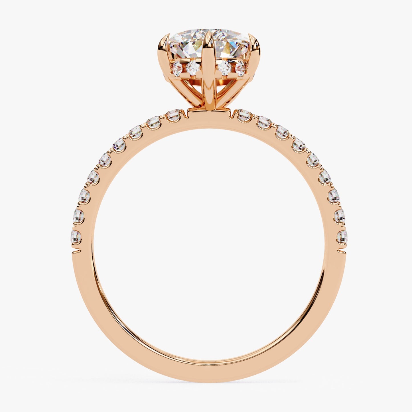 Pear Cut Lab Grown Diamond Engagement Ring - Yellow Gold Pavé Band Setting | IGI Certified | Sarva Jewels