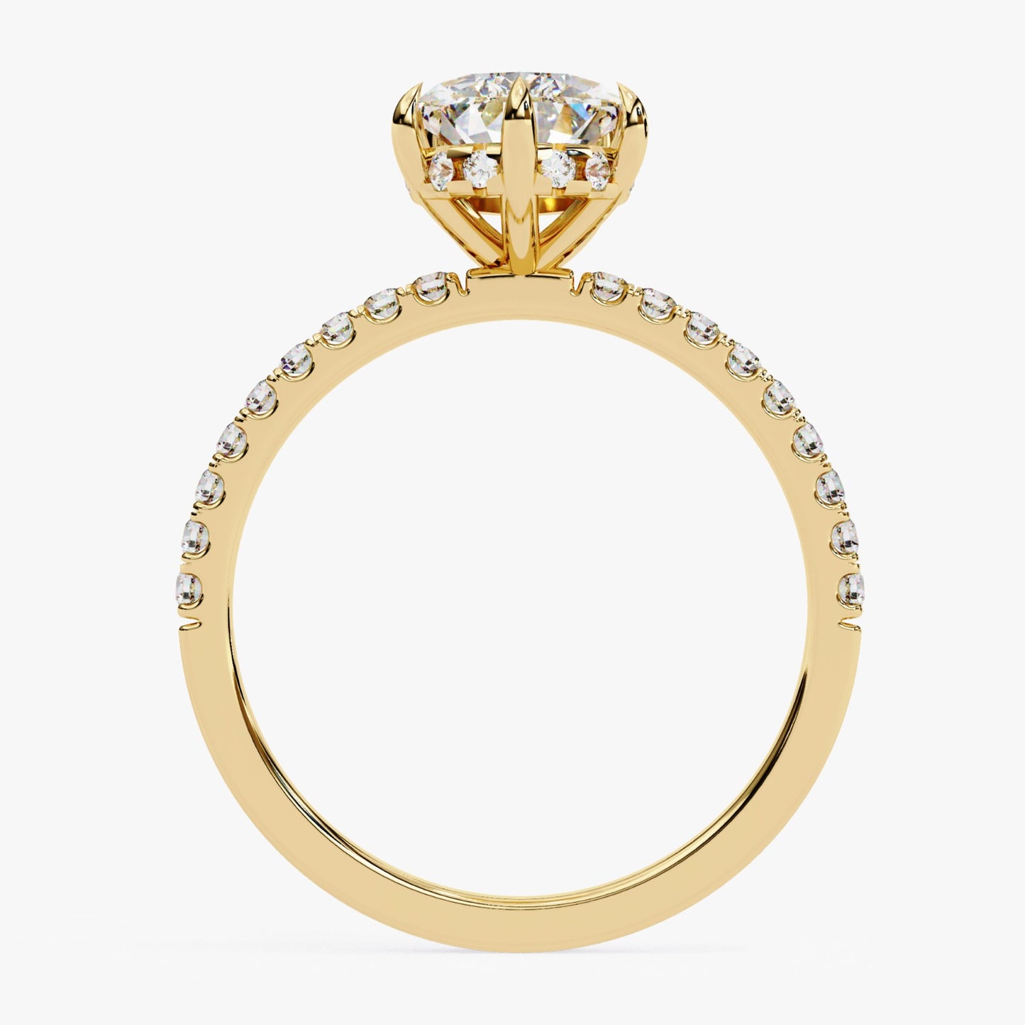 Pear Cut Lab Grown Diamond Engagement Ring - Yellow Gold Pavé Band Setting | IGI Certified | Sarva Jewels