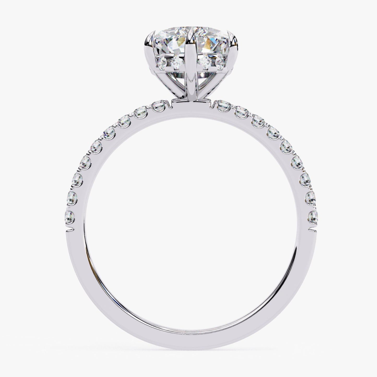 Pear Cut Lab Grown Diamond Engagement Ring - Yellow Gold Pavé Band Setting | IGI Certified | Sarva Jewels