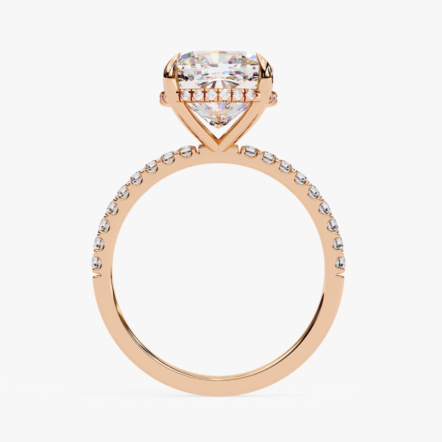 Cushion Cut Lab Grown Diamond Engagement Ring - Yellow Gold Pavé Band Setting | IGI Certified | Sarva Jewels