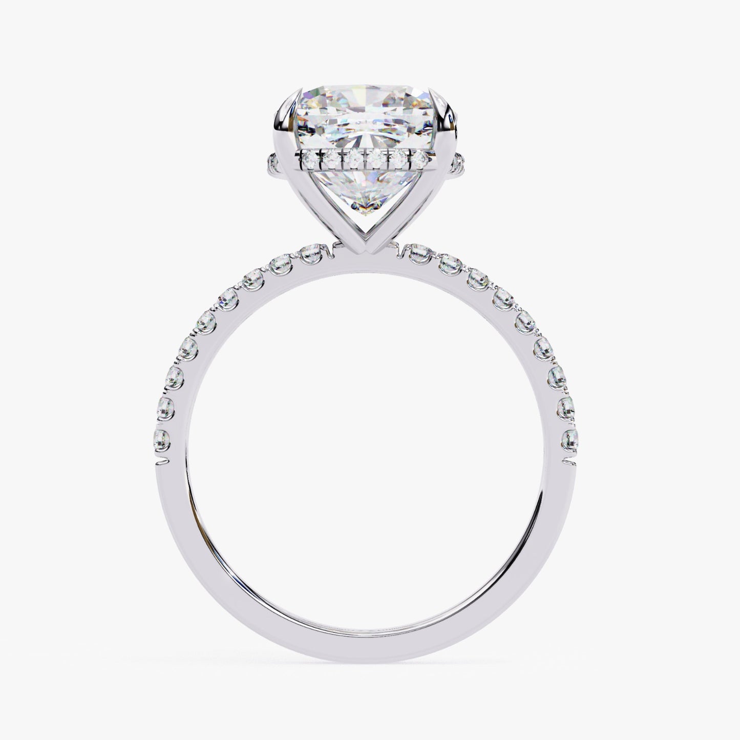 Cushion Cut Lab Grown Diamond Engagement Ring - Yellow Gold Pavé Band Setting | IGI Certified | Sarva Jewels