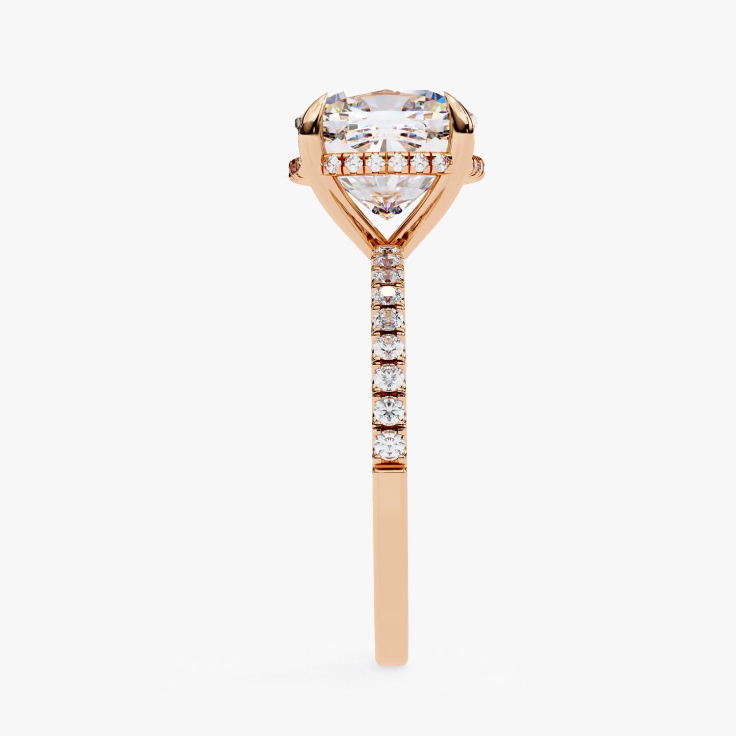 Cushion Cut Lab Grown Diamond Engagement Ring - Yellow Gold Pavé Band Setting | IGI Certified | Sarva Jewels