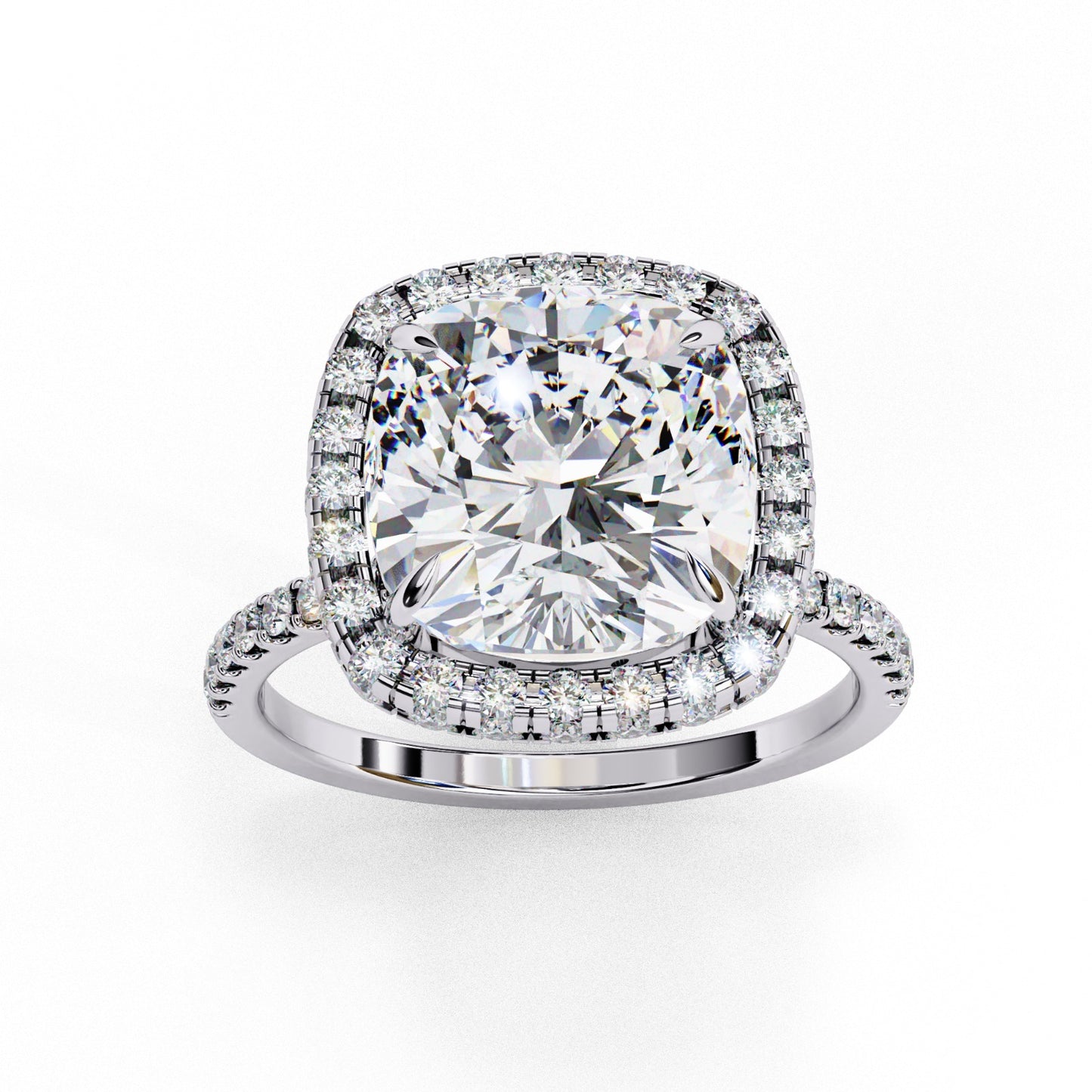 Cushion Cut Lab Grown Diamond Halo Engagement Ring - Two-Tone Pavé Setting | IGI Certified | Sarva Jewels