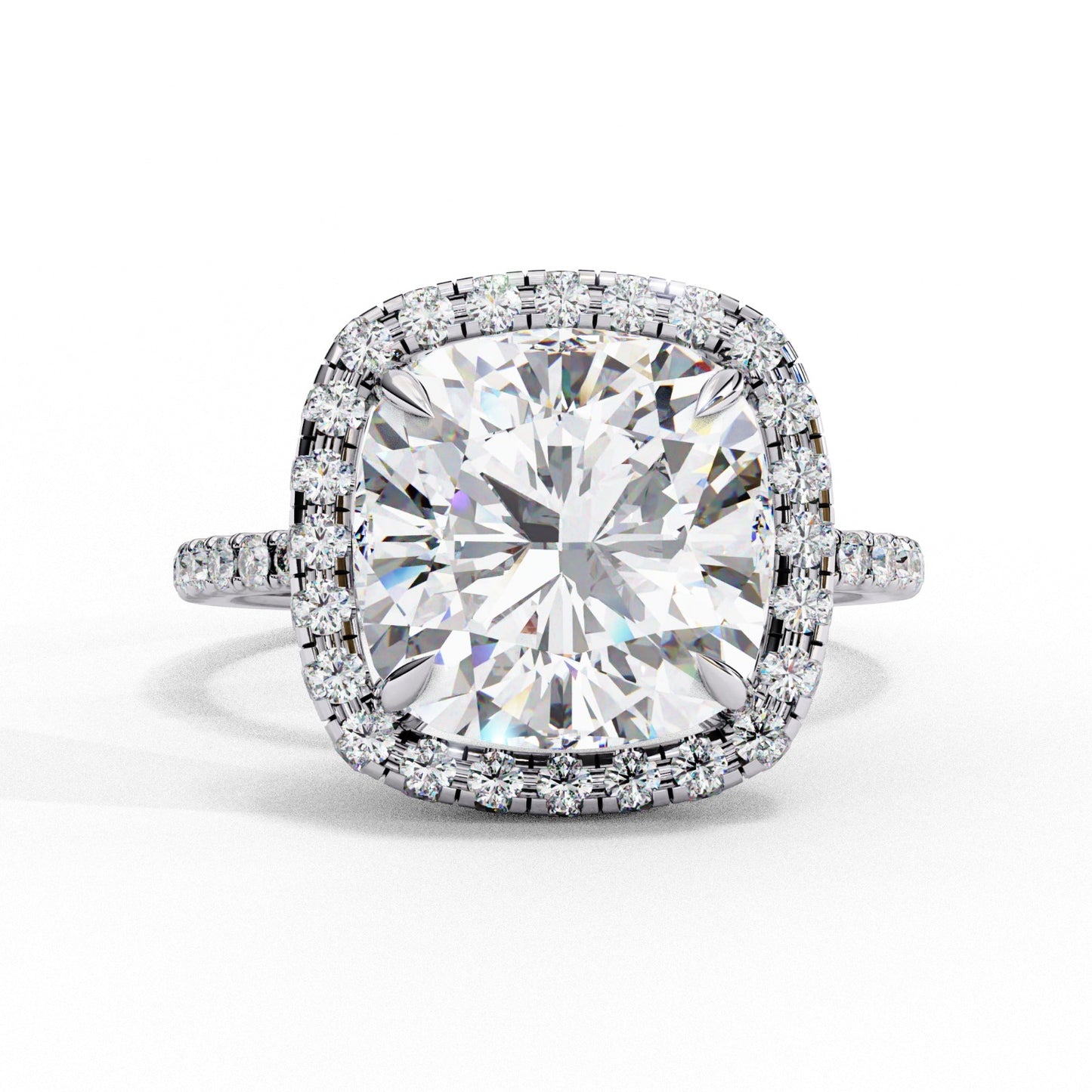 Cushion Cut Lab Grown Diamond Halo Engagement Ring - Two-Tone Pavé Setting | IGI Certified | Sarva Jewels
