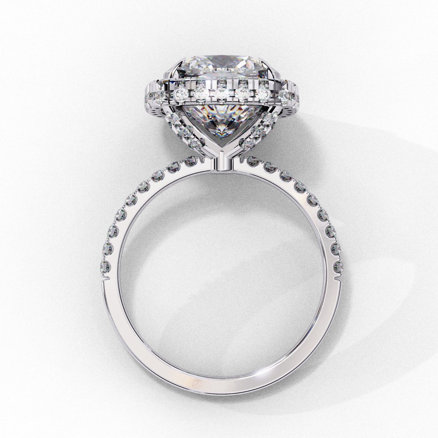 Cushion Cut Lab Grown Diamond Halo Engagement Ring - Two-Tone Pavé Setting | IGI Certified | Sarva Jewels