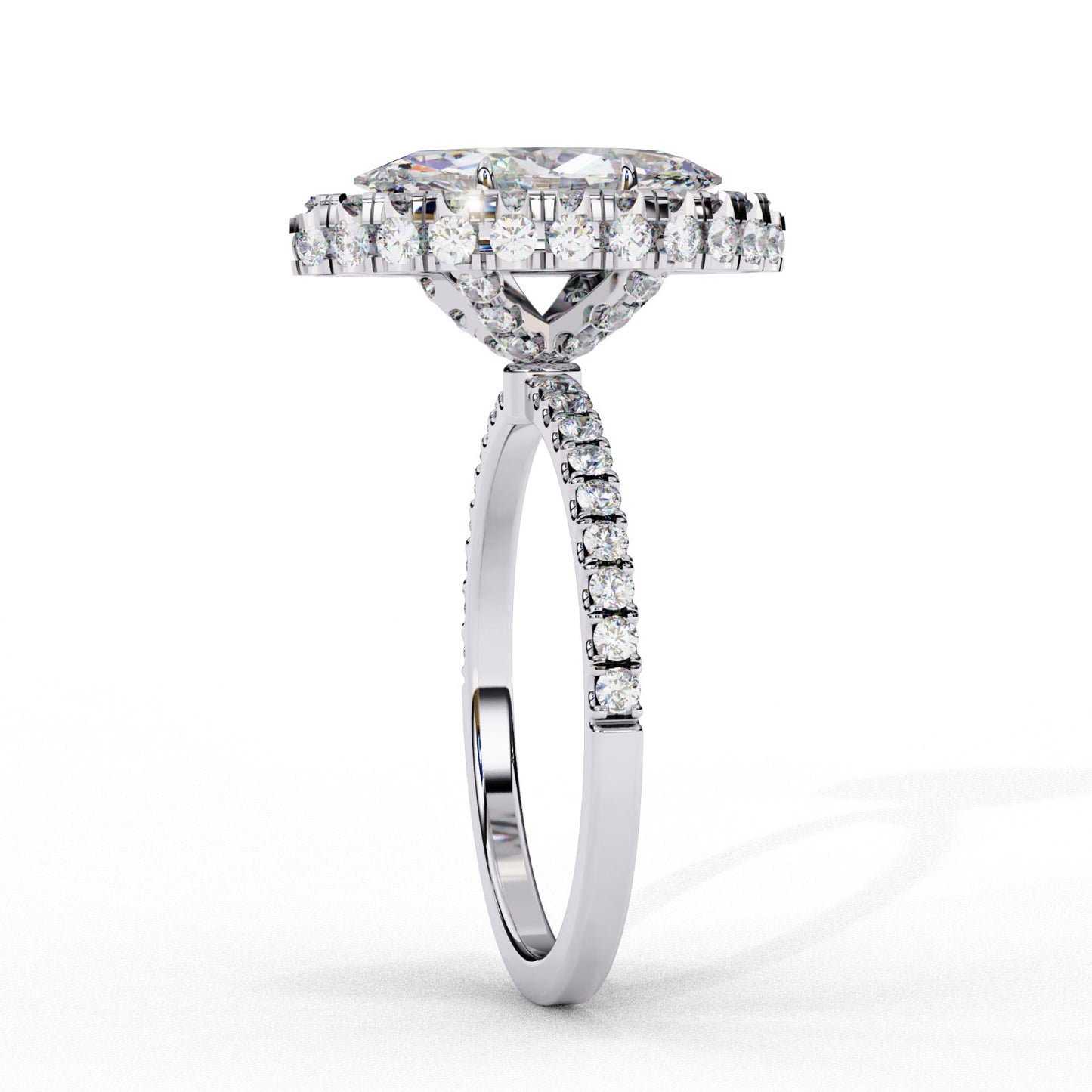 Marquise Cut Lab Grown Diamond Halo Engagement Ring - Two-Tone Pavé Setting | IGI Certified | Sarva Jewels