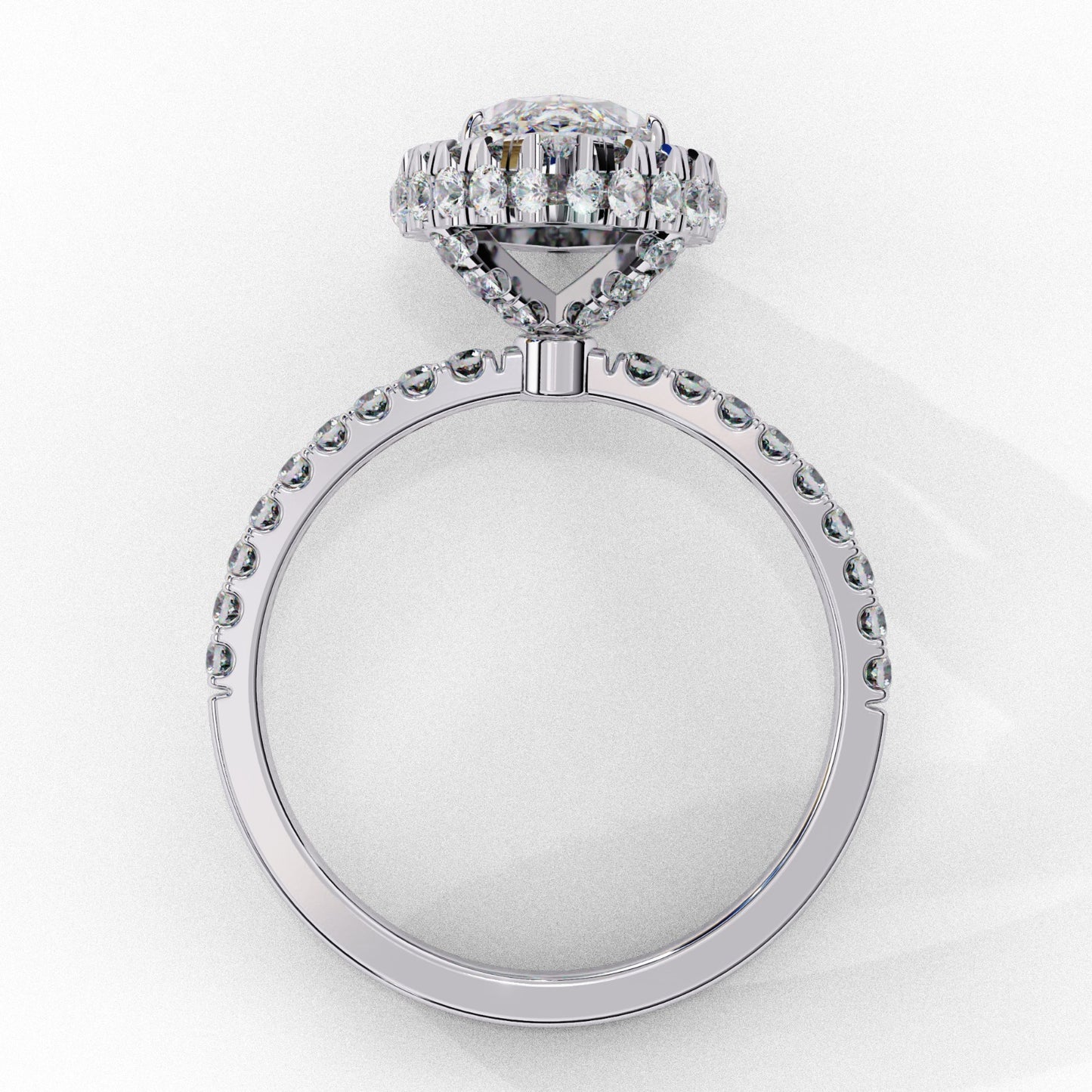 Marquise Cut Lab Grown Diamond Halo Engagement Ring - Two-Tone Pavé Setting | IGI Certified | Sarva Jewels