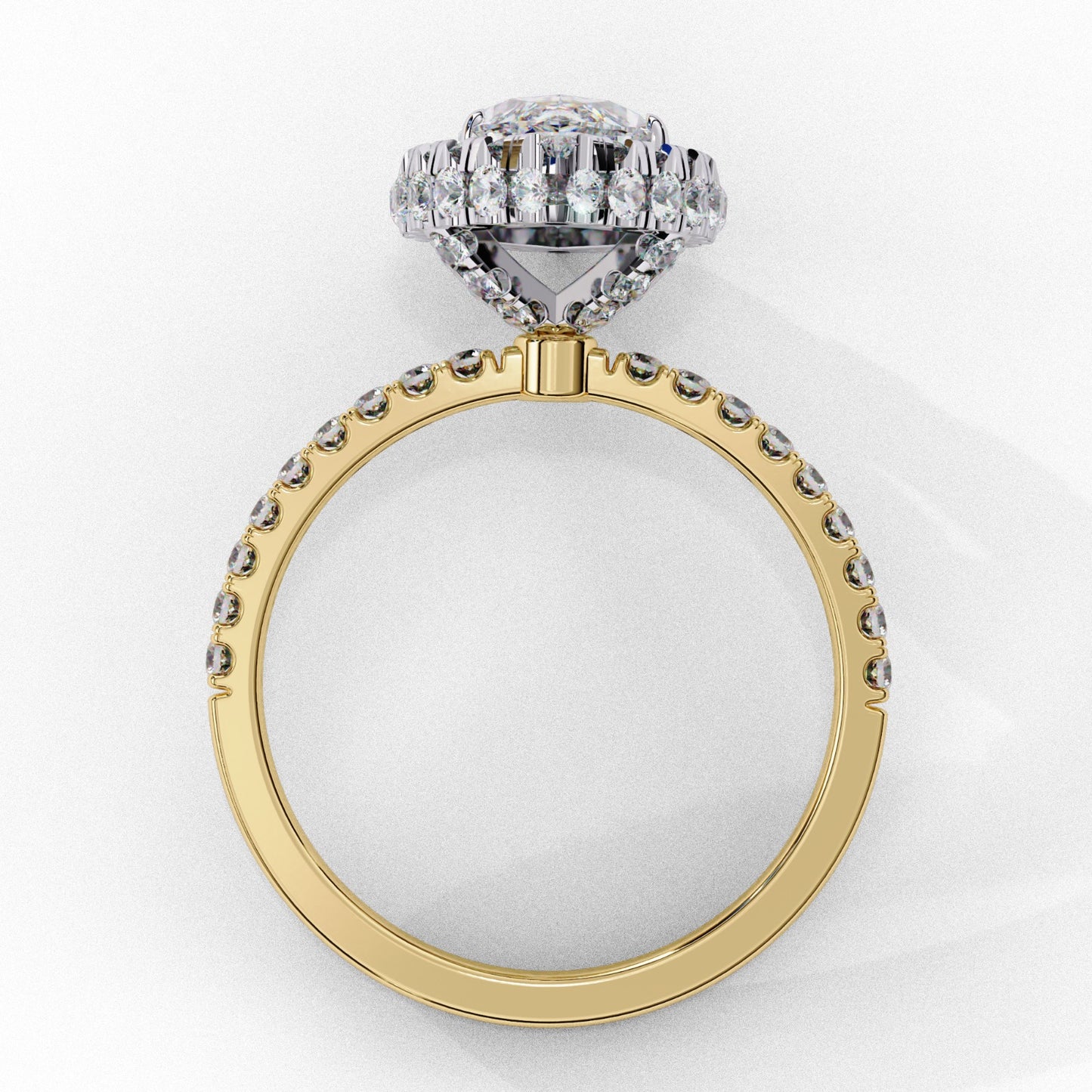 Marquise Cut Lab Grown Diamond Halo Engagement Ring - Two-Tone Pavé Setting | IGI Certified | Sarva Jewels