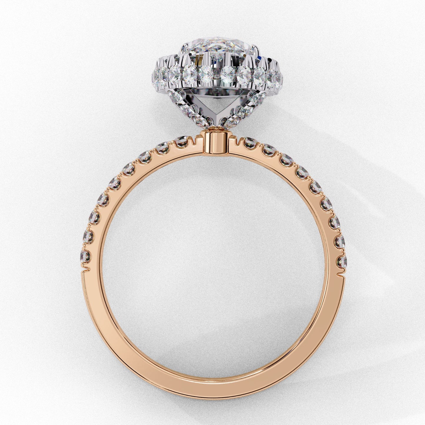 Marquise Cut Lab Grown Diamond Halo Engagement Ring - Two-Tone Pavé Setting | IGI Certified | Sarva Jewels
