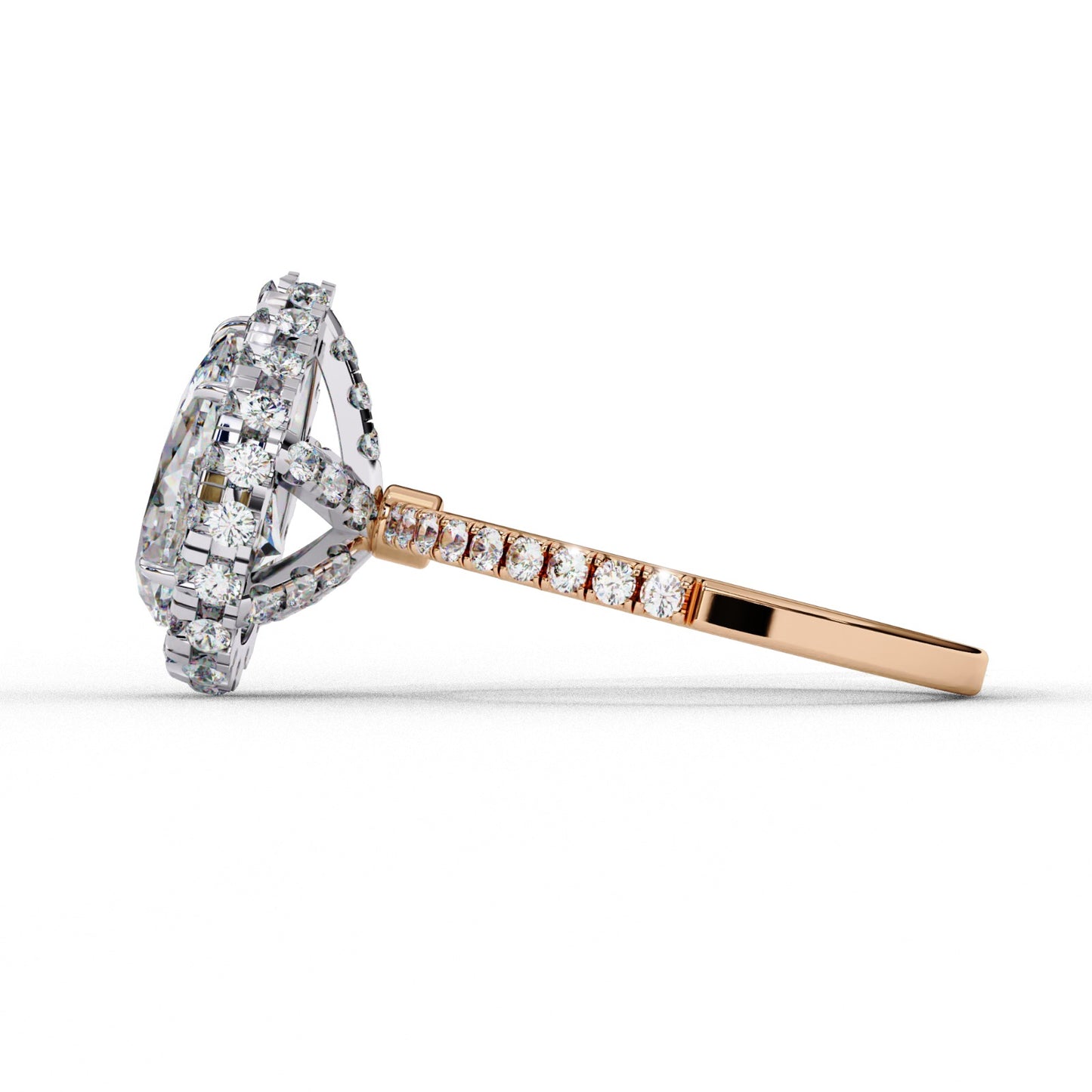 Pear Cut Lab Grown Diamond Halo Engagement Ring - White Gold Pavé Setting | IGI Certified | Sarva Jewels