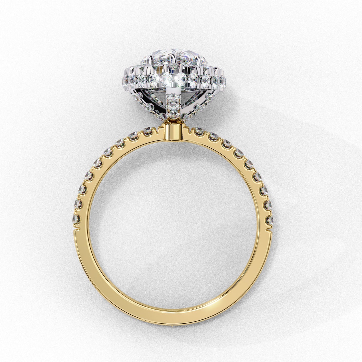 Pear Cut Lab Grown Diamond Halo Engagement Ring - White Gold Pavé Setting | IGI Certified | Sarva Jewels