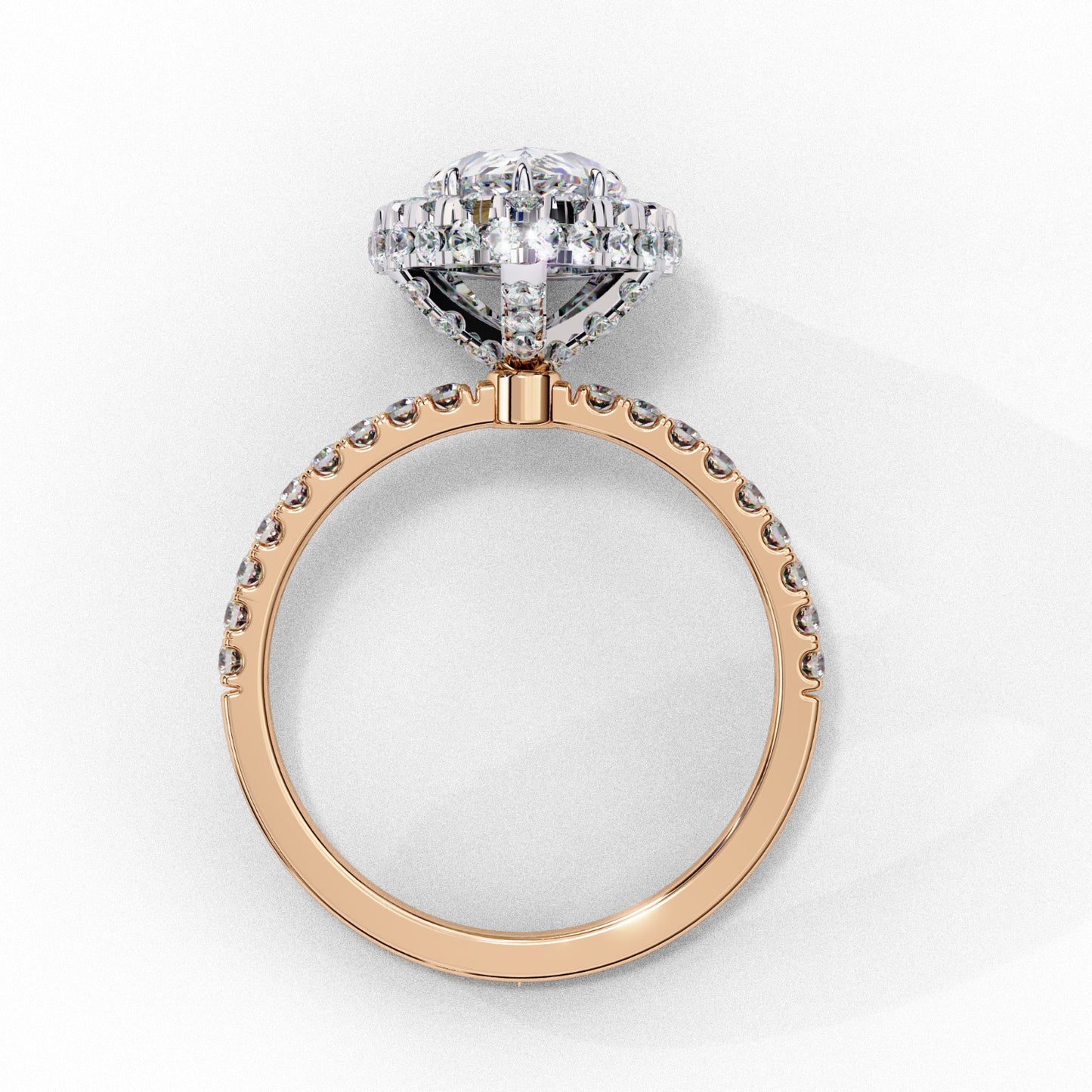 Pear Cut Lab Grown Diamond Halo Engagement Ring - White Gold Pavé Setting | IGI Certified | Sarva Jewels