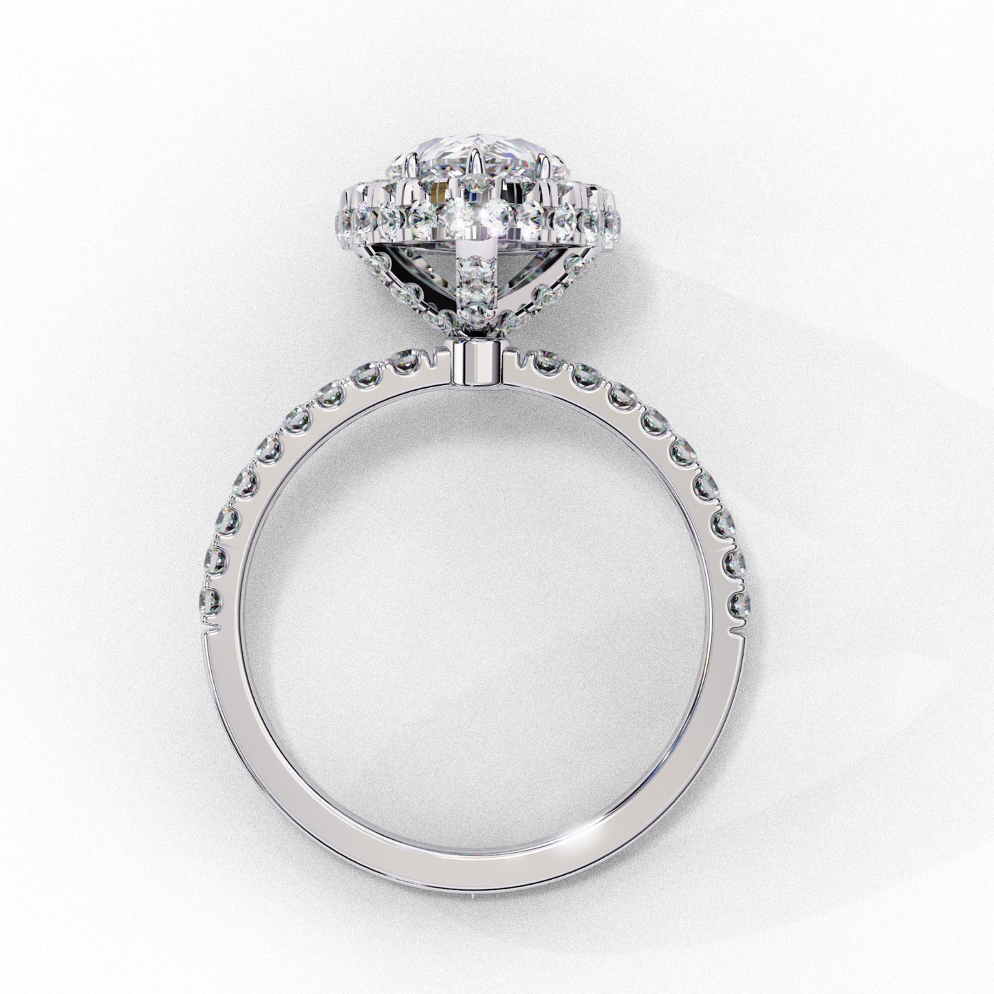 Pear Cut Lab Grown Diamond Halo Engagement Ring - White Gold Pavé Setting | IGI Certified | Sarva Jewels