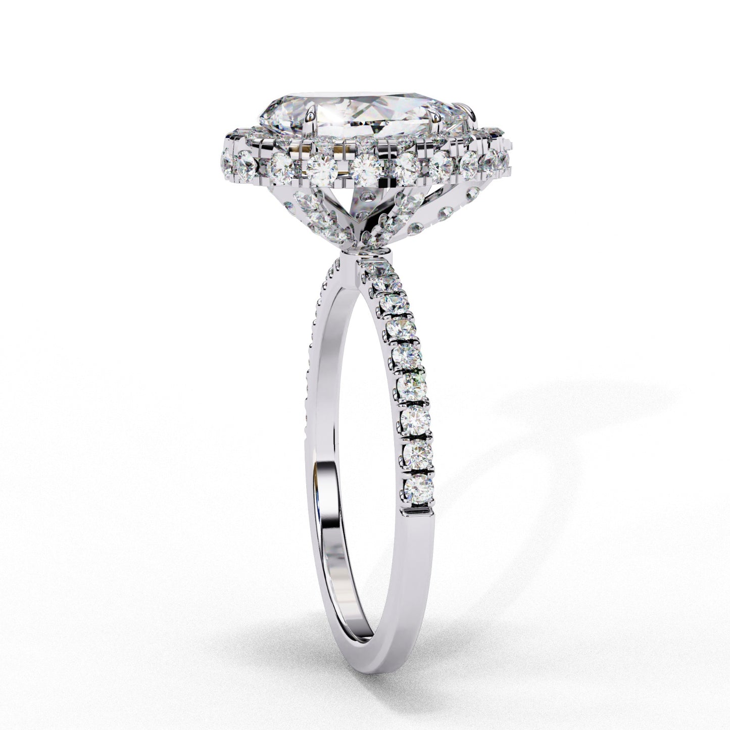 Pear Cut Lab Grown Diamond Halo Engagement Ring - White Gold Pavé Setting | IGI Certified | Sarva Jewels